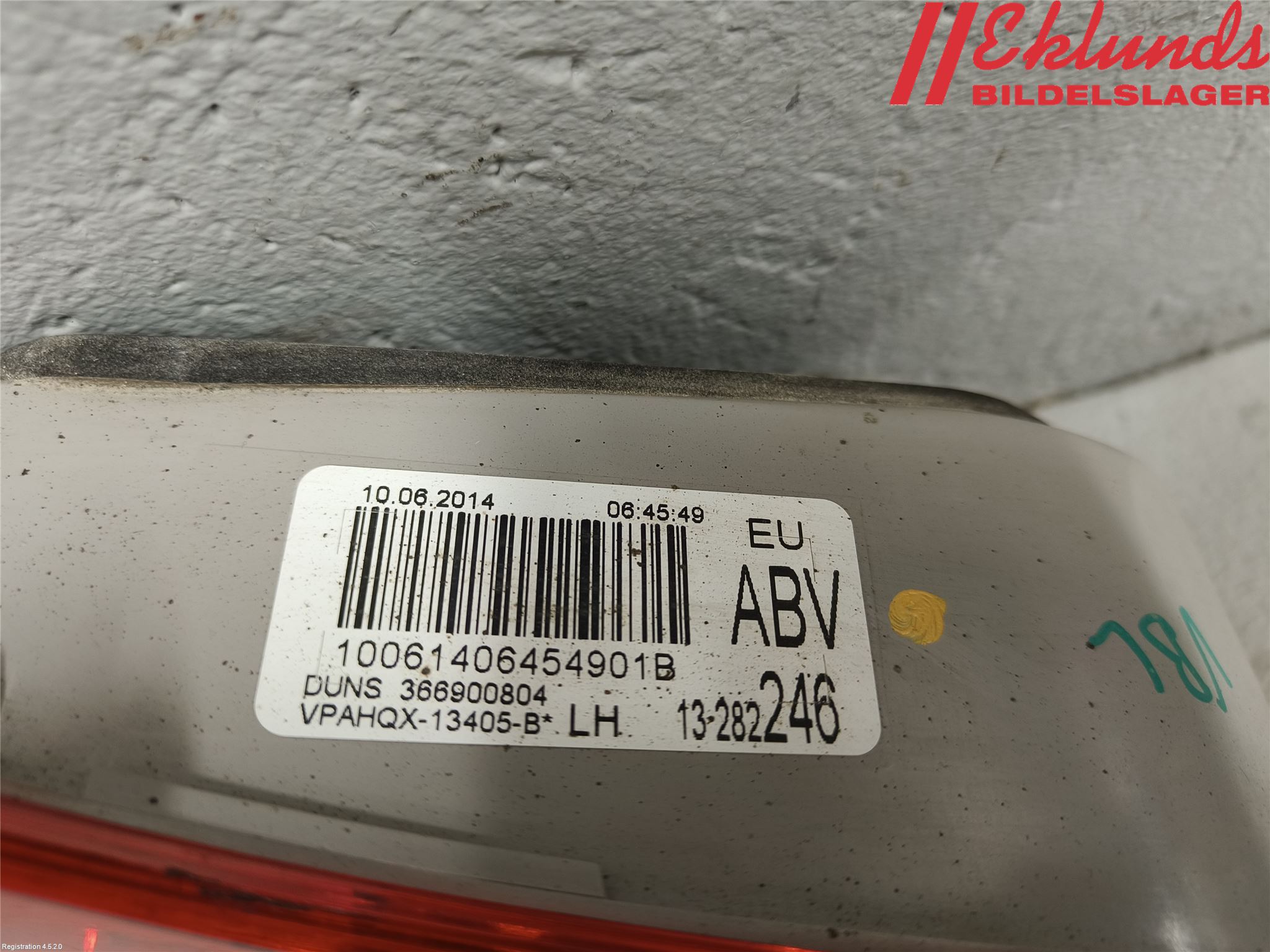 Opel ASTRA J 10-15 Bakljus Lucka Vä