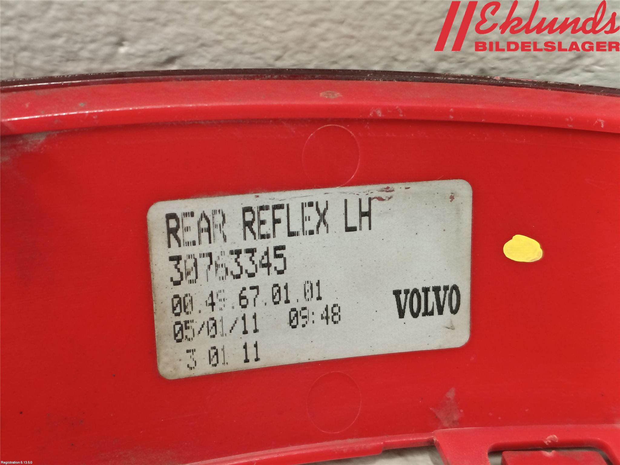 Volvo S40 08-12 Dimljus/Reflex Bak