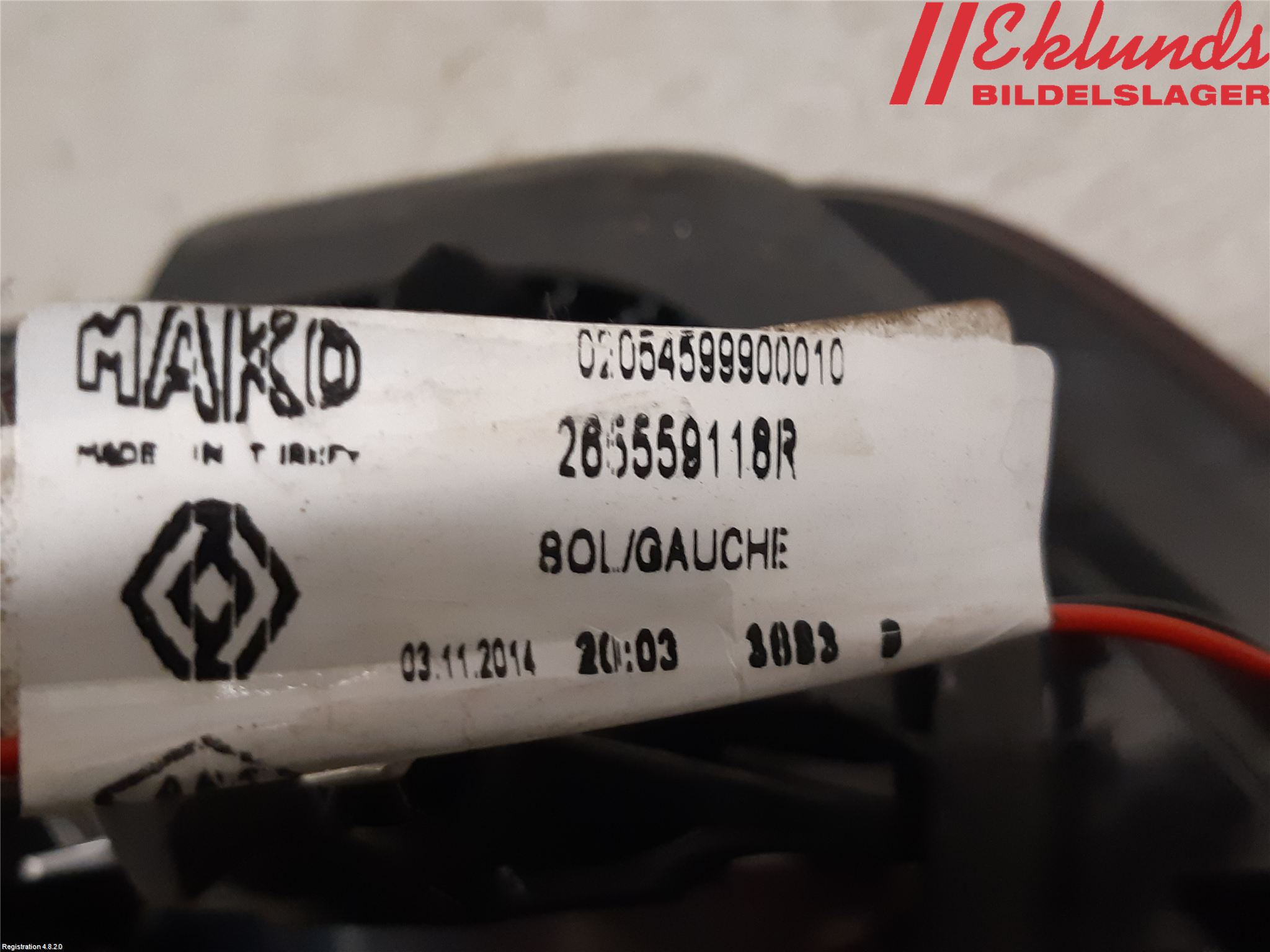 Renault CLIO IV 12-16 Bakljus Lucka Vä