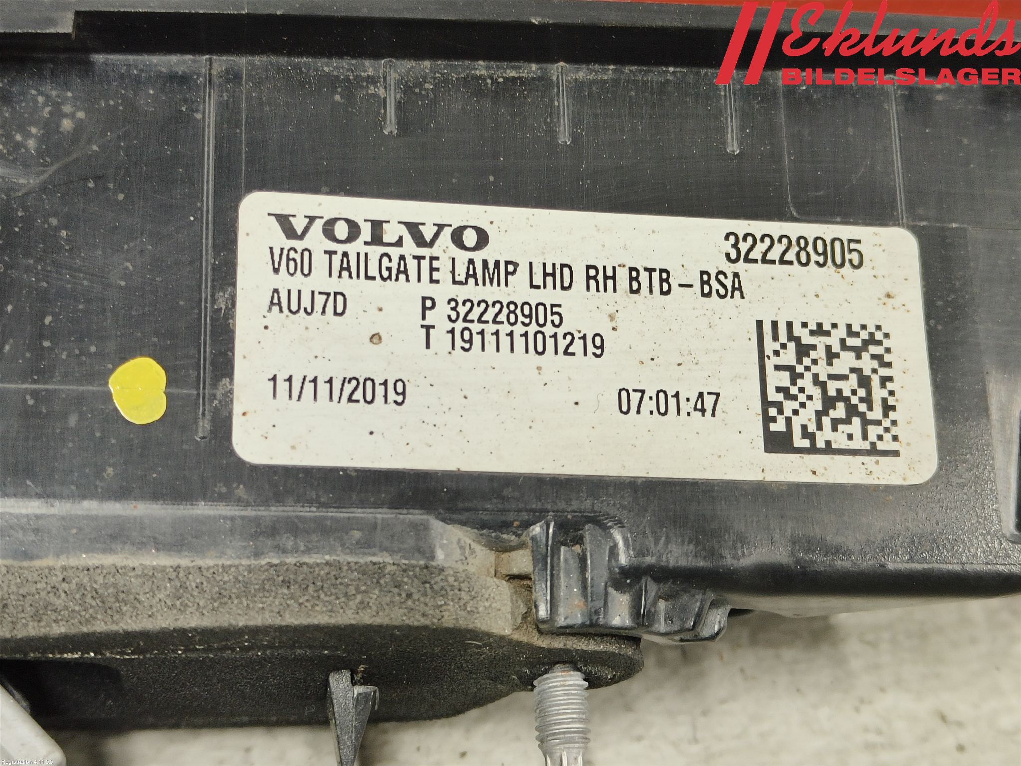 Volvo V60 19- Bakljus Lucka Hö