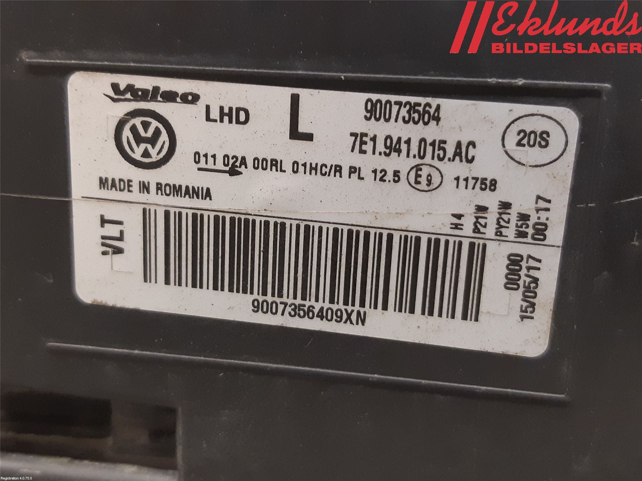 Volkswagen VW TRANSP/CARAVELLE (T5) 04-15 Strålkastare Vänster