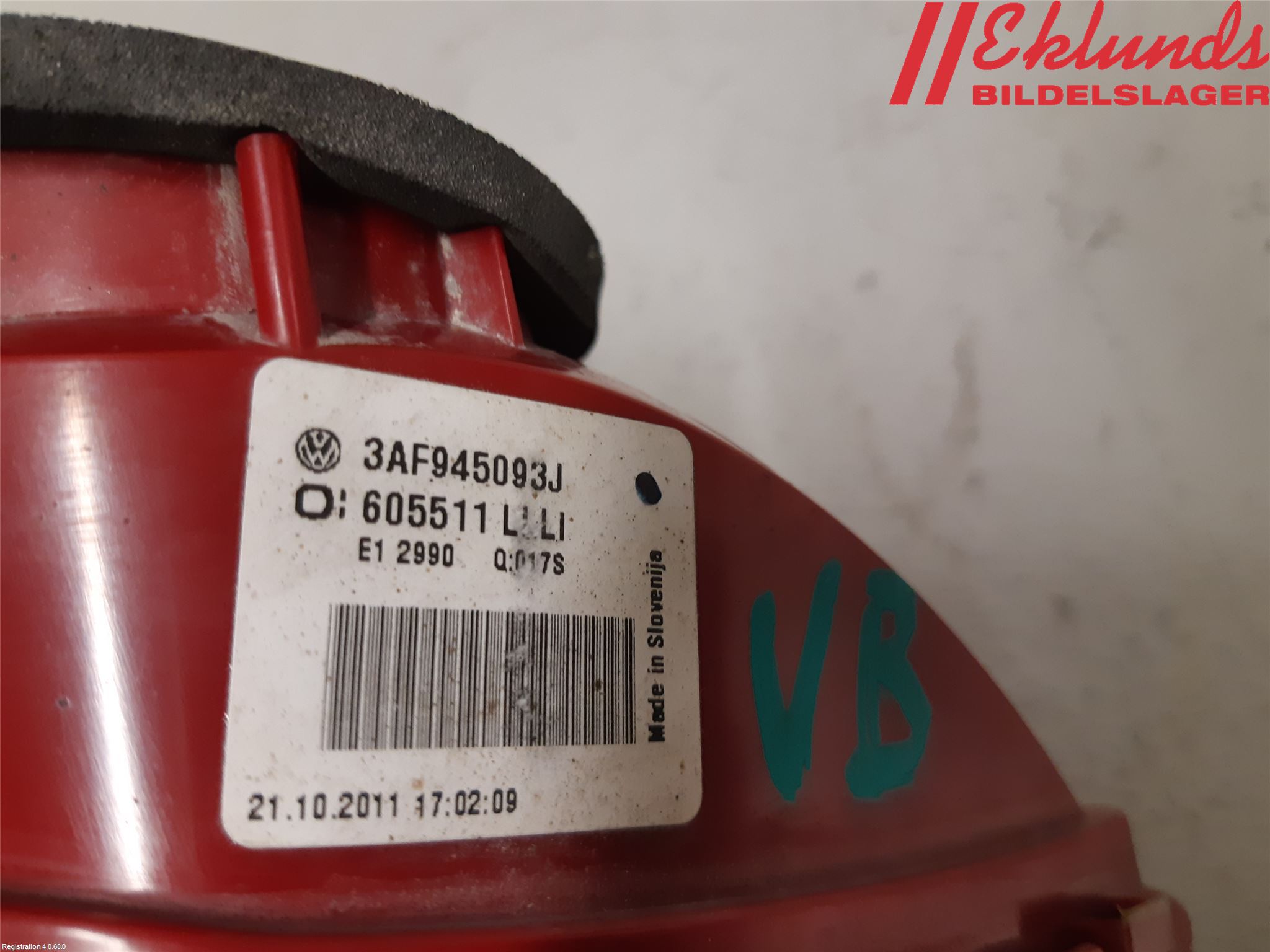 Volkswagen VW PASSAT 11-14 Bakljus Lucka Vä
