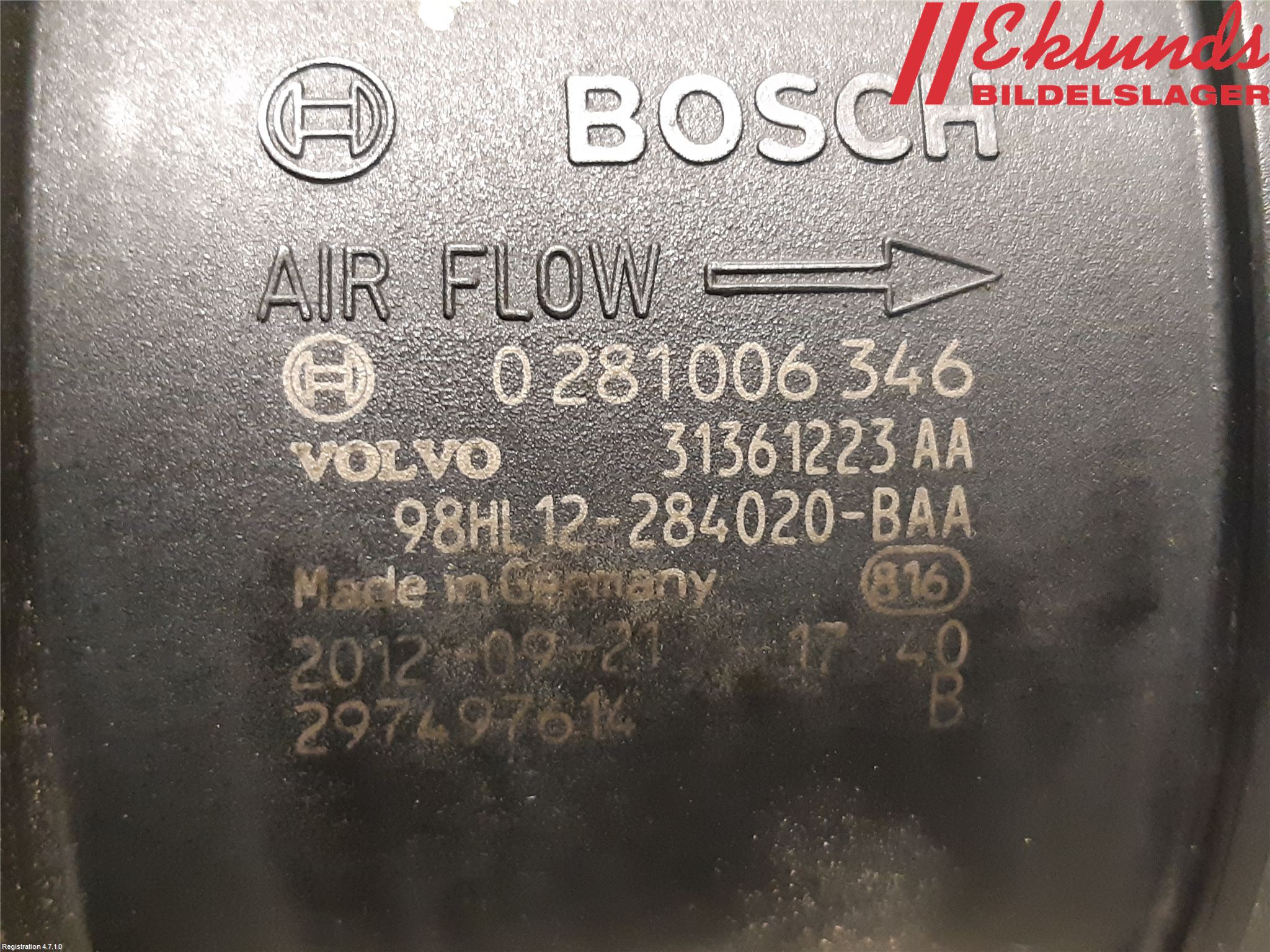 Volvo V70 08-13 Injluftmassamätare