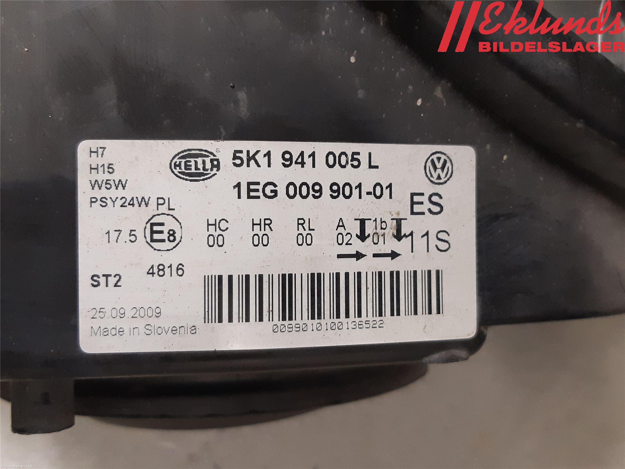 Volkswagen VW GOLF VI 09-13 Strålkastare Vänster