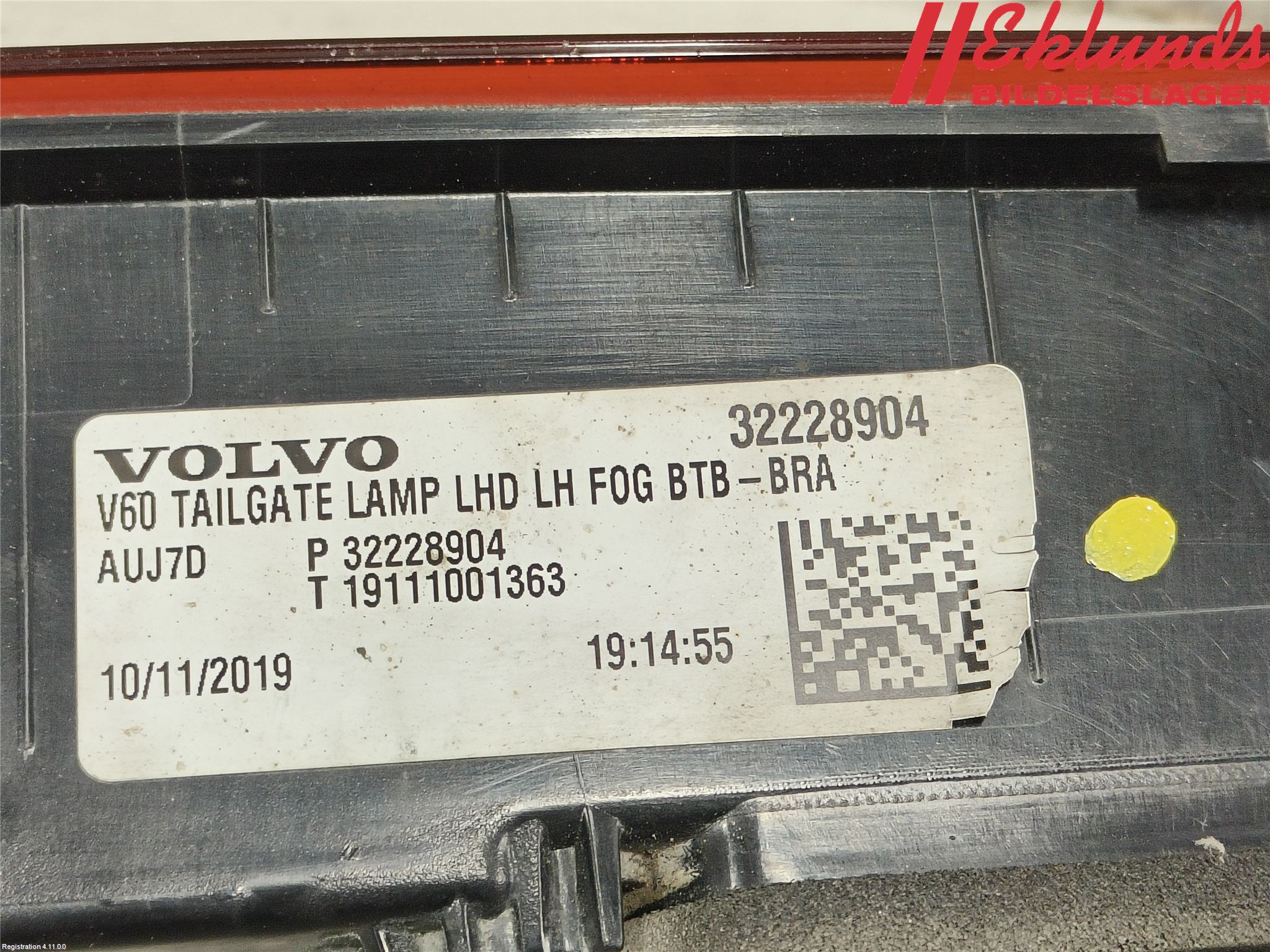 Volvo V60 19- Bakljus Lucka Vä