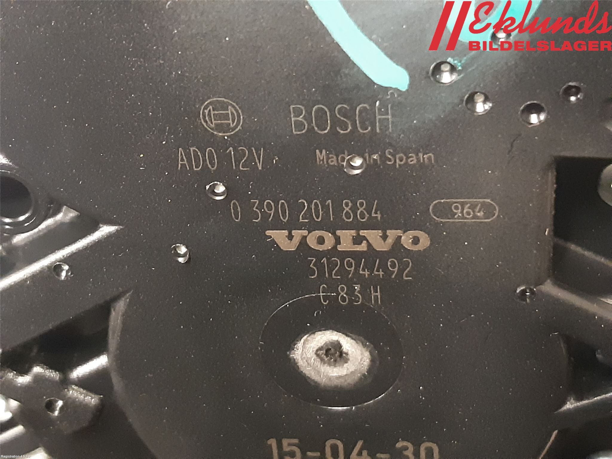 Volvo V60 CROSS COUNTRY 16-18 Torkarmotor Baklucka