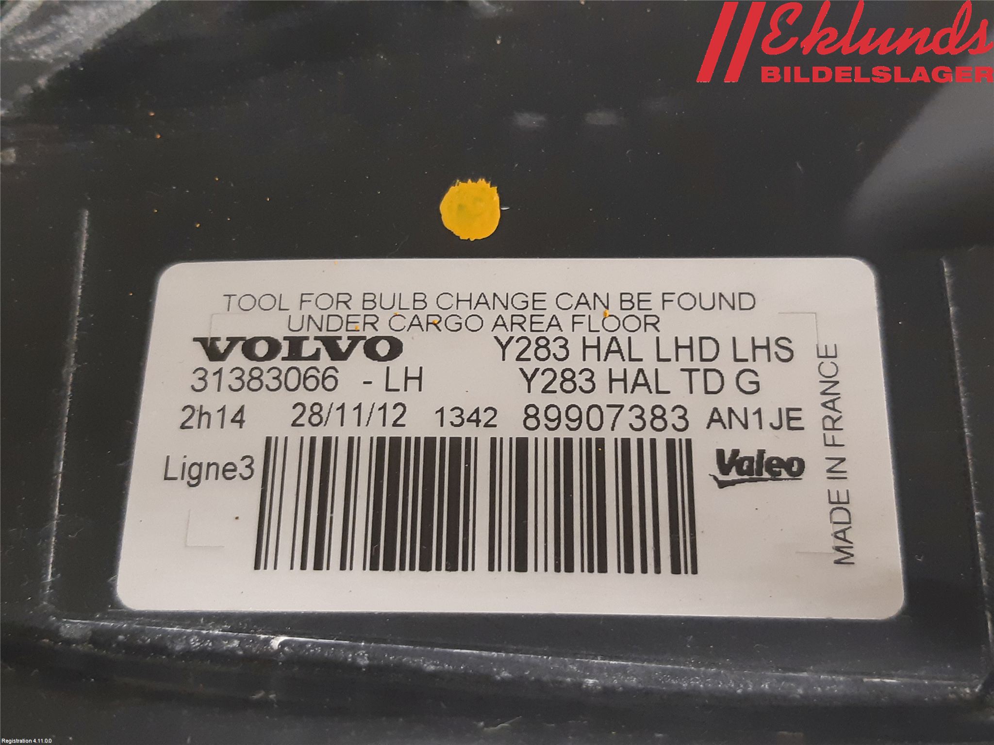 Volvo S60 11-13 Strålkastare Vänster