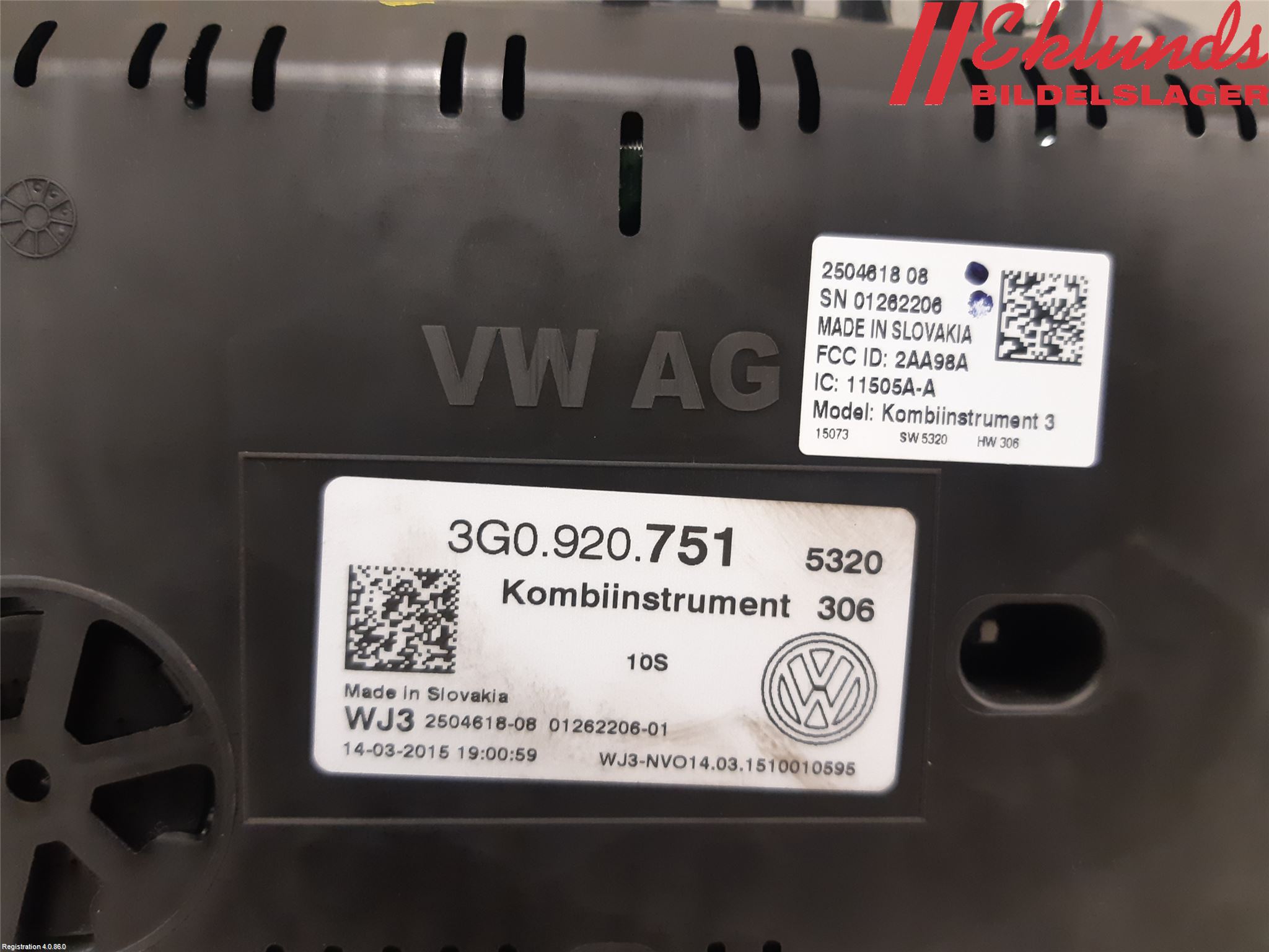 Volkswagen VW PASSAT 15-19 Instrument Komb