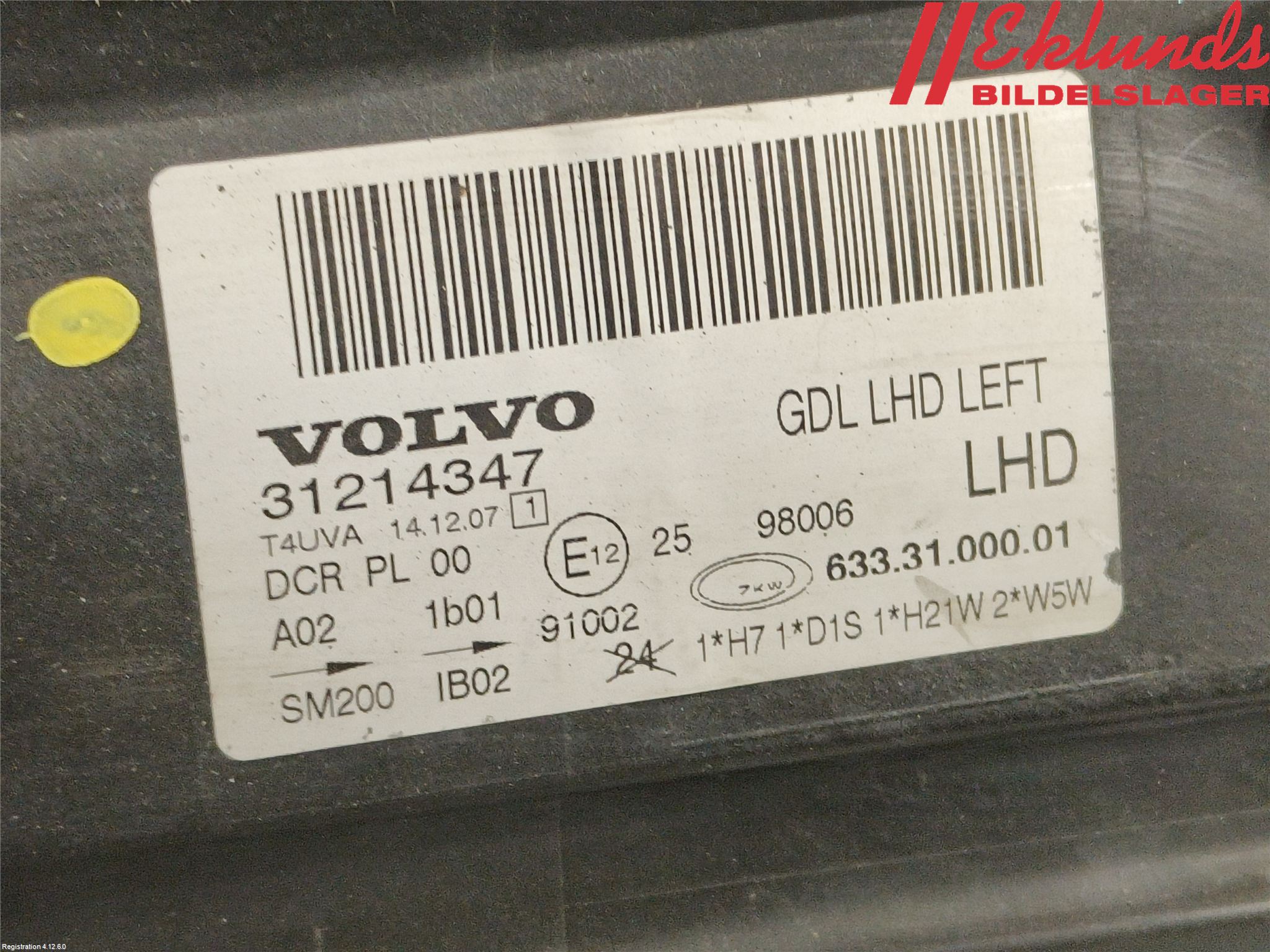 Volvo V70 08-13 Strålkastare Vänster