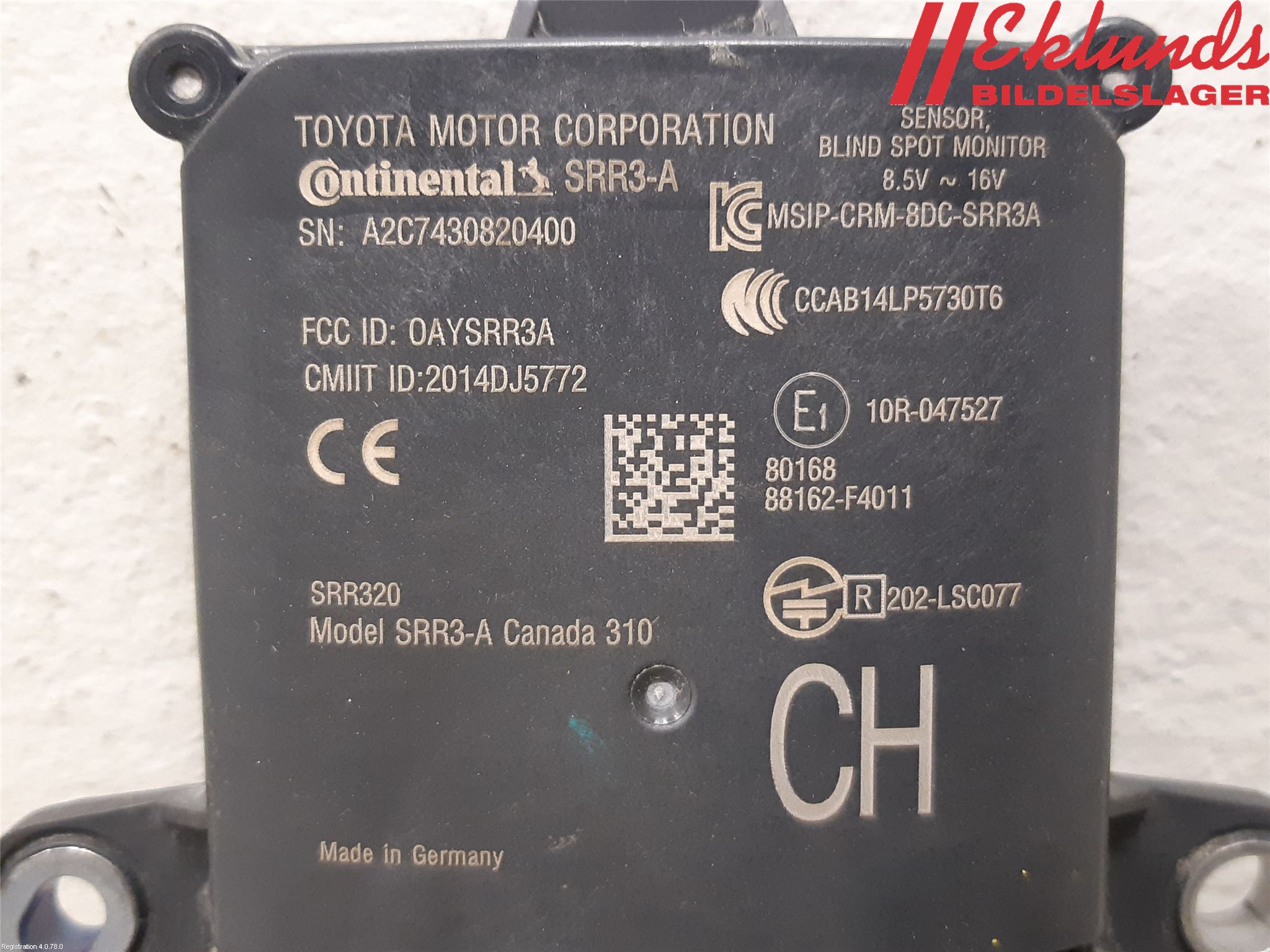 Toyota C-HR 16-23 Sensor Aktivt Kollisionsskydd