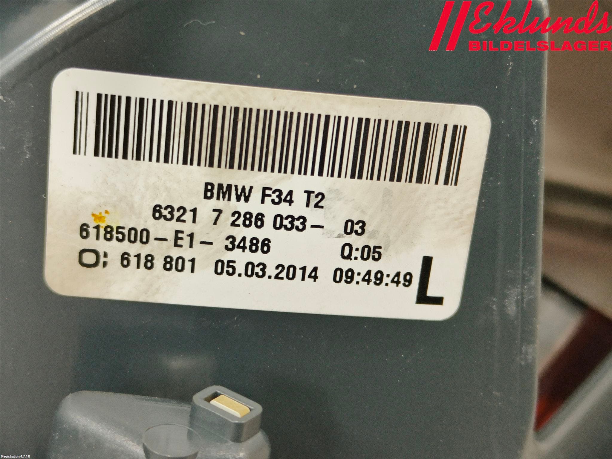 BMW 3 GT F34 13-19 Bakljus Lucka Vä