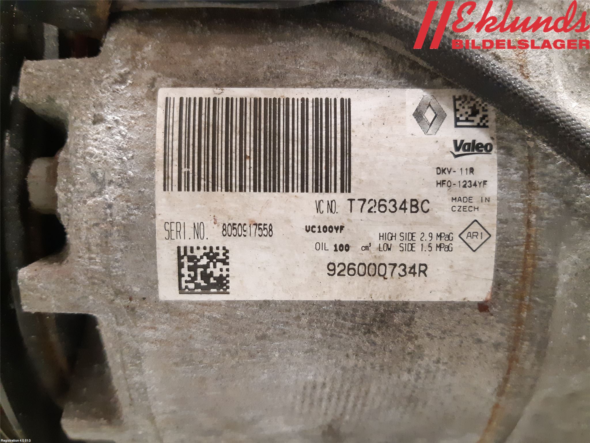 Renault CAPTUR 13-19 Ac Kompressor