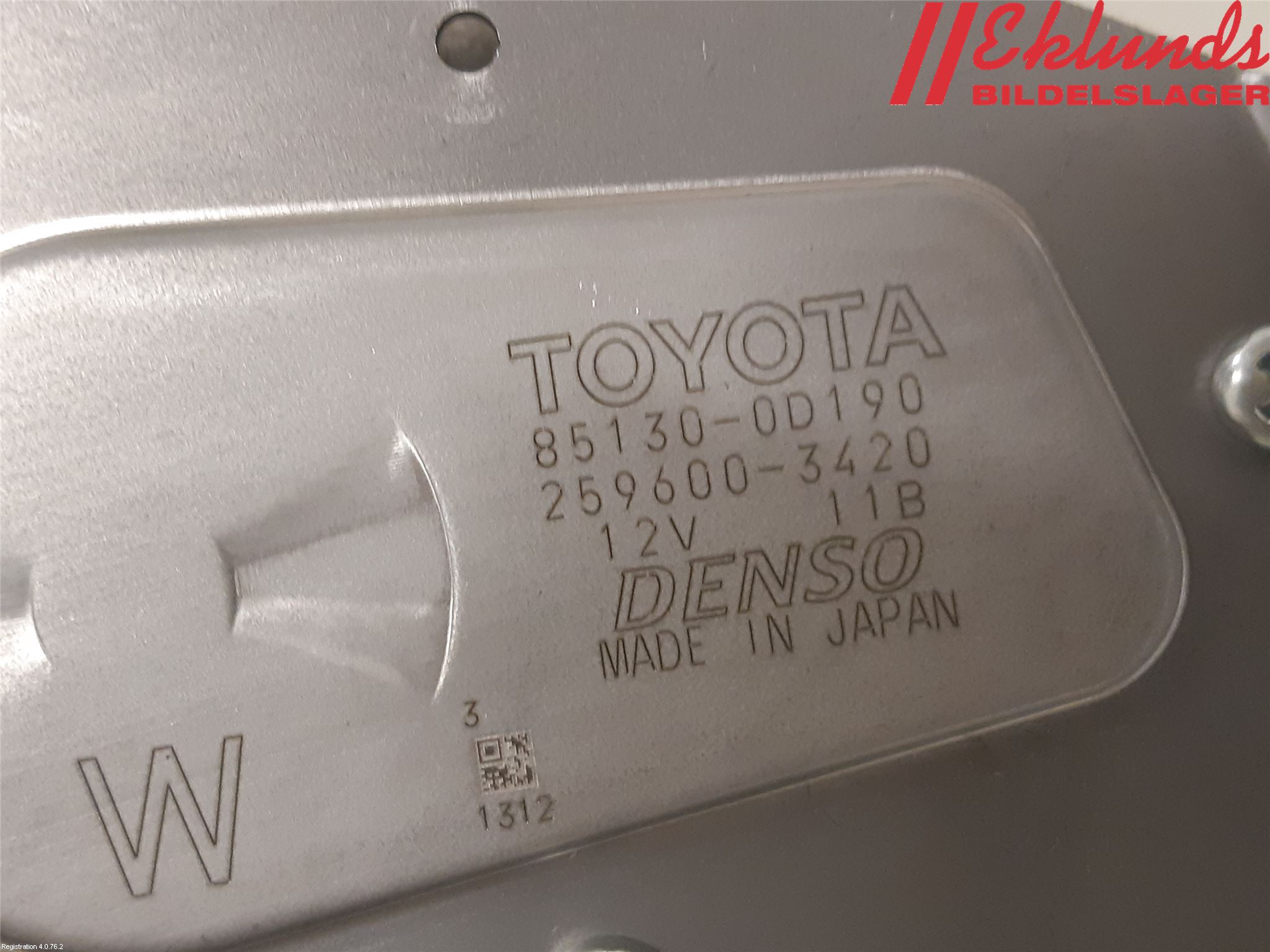 Toyota YARIS XP130 15-20 Torkarmotor Baklucka