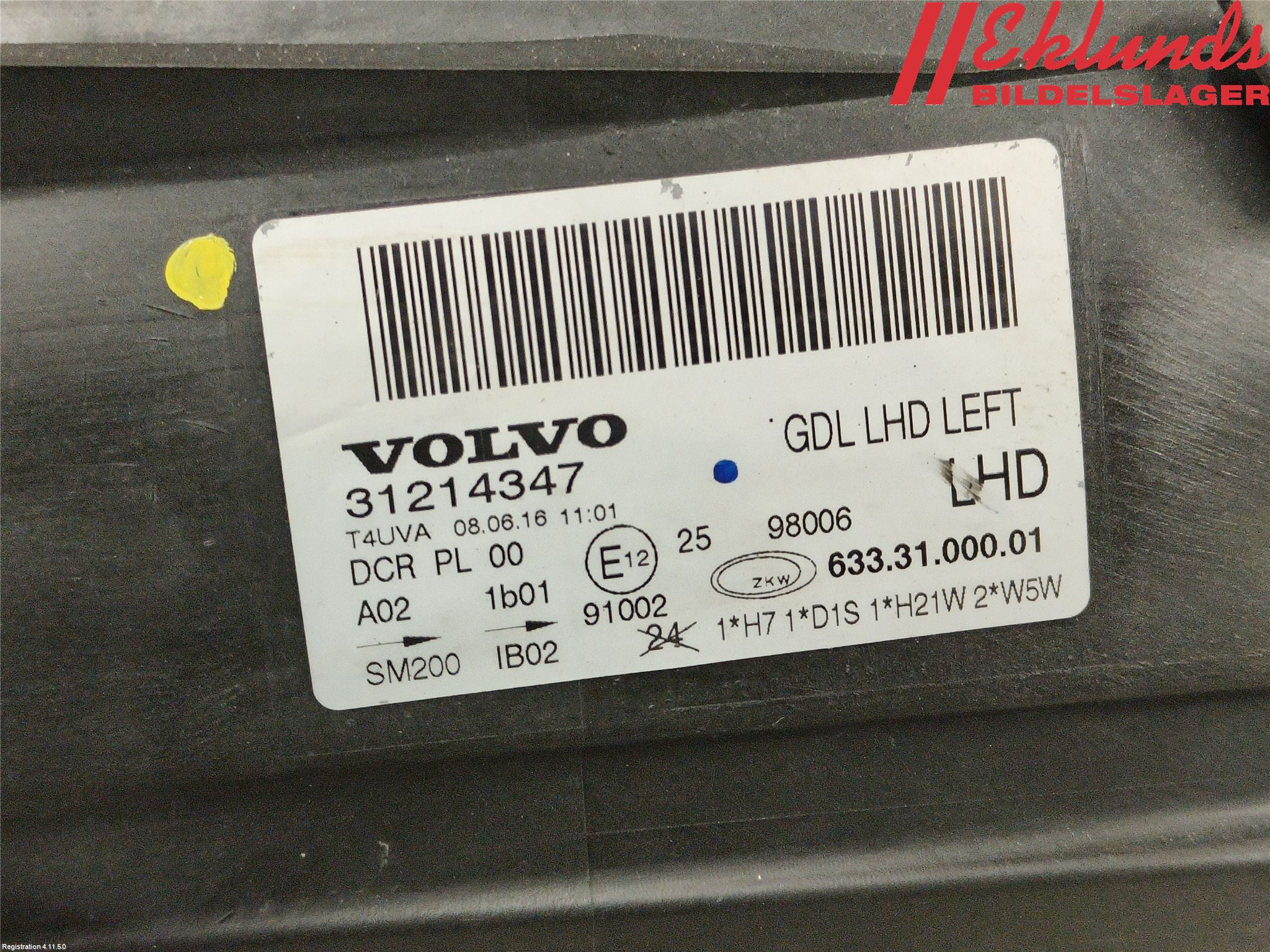 Volvo V70 08-13 Strålkastare Vänster