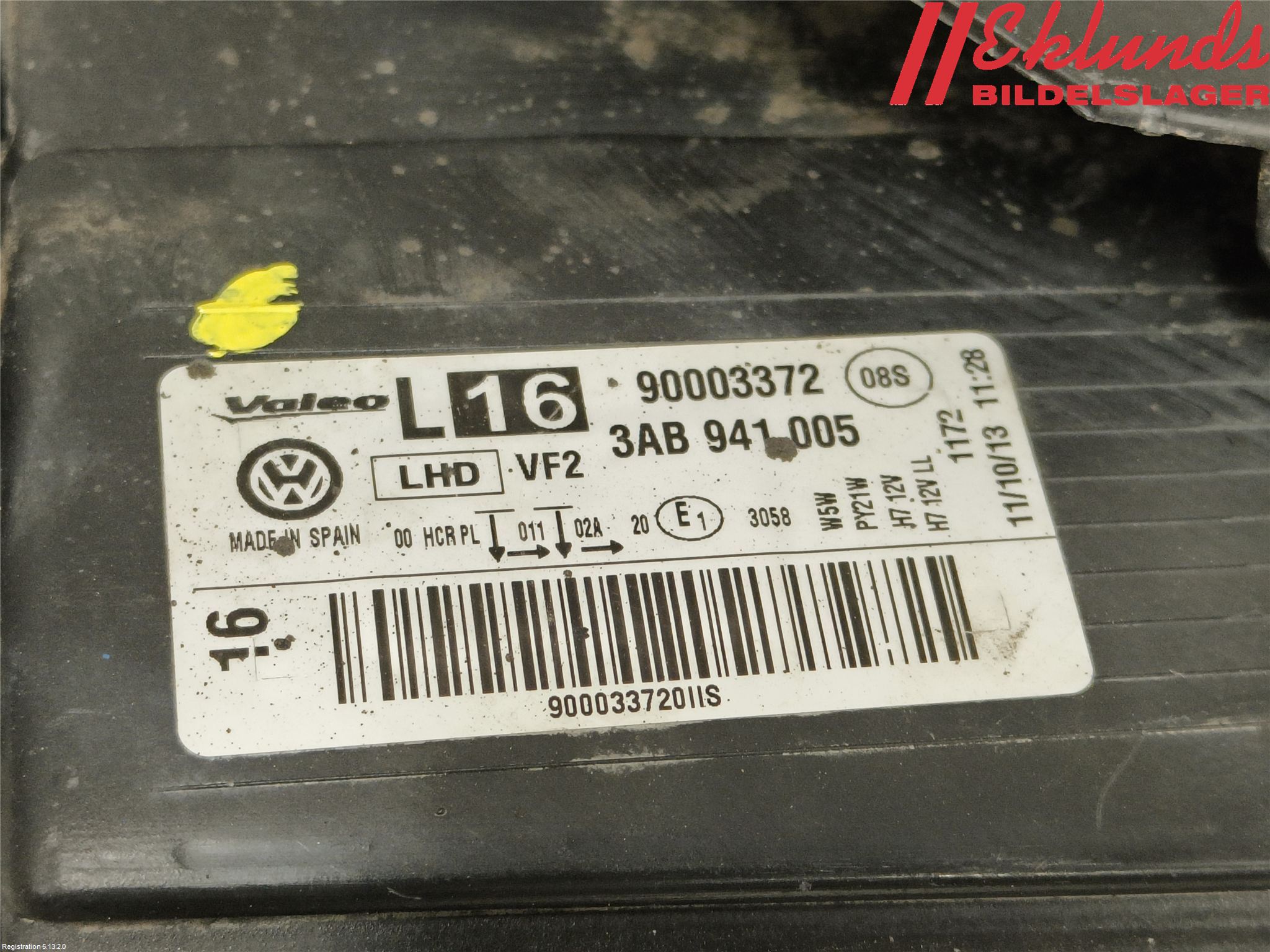 Volkswagen VW PASSAT 11-14 Strålkastare Vänster