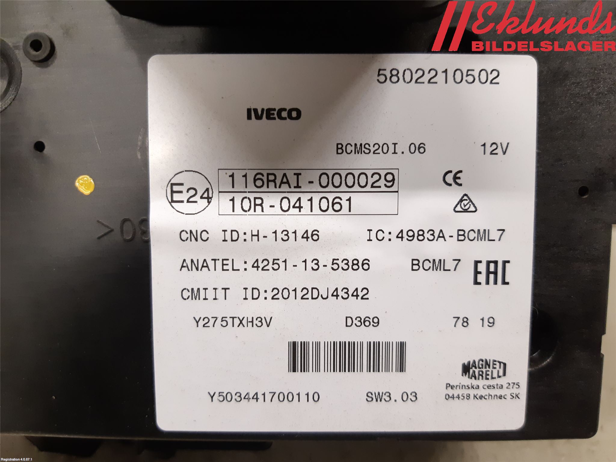 Iveco DAILY 14->> Säkringsdosa-Elcentral