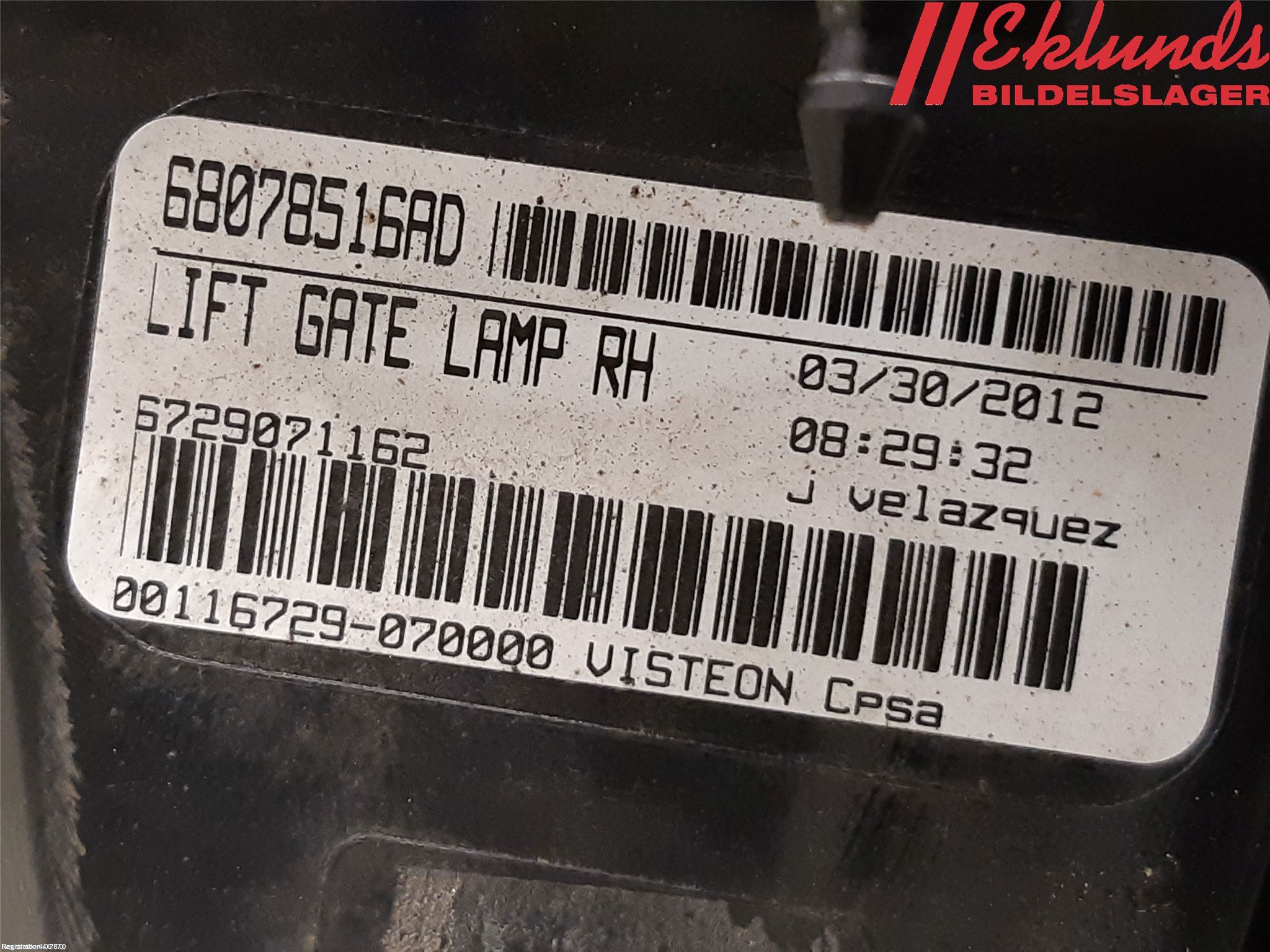 Fiat FREEMONT Bakljus Lucka Hö