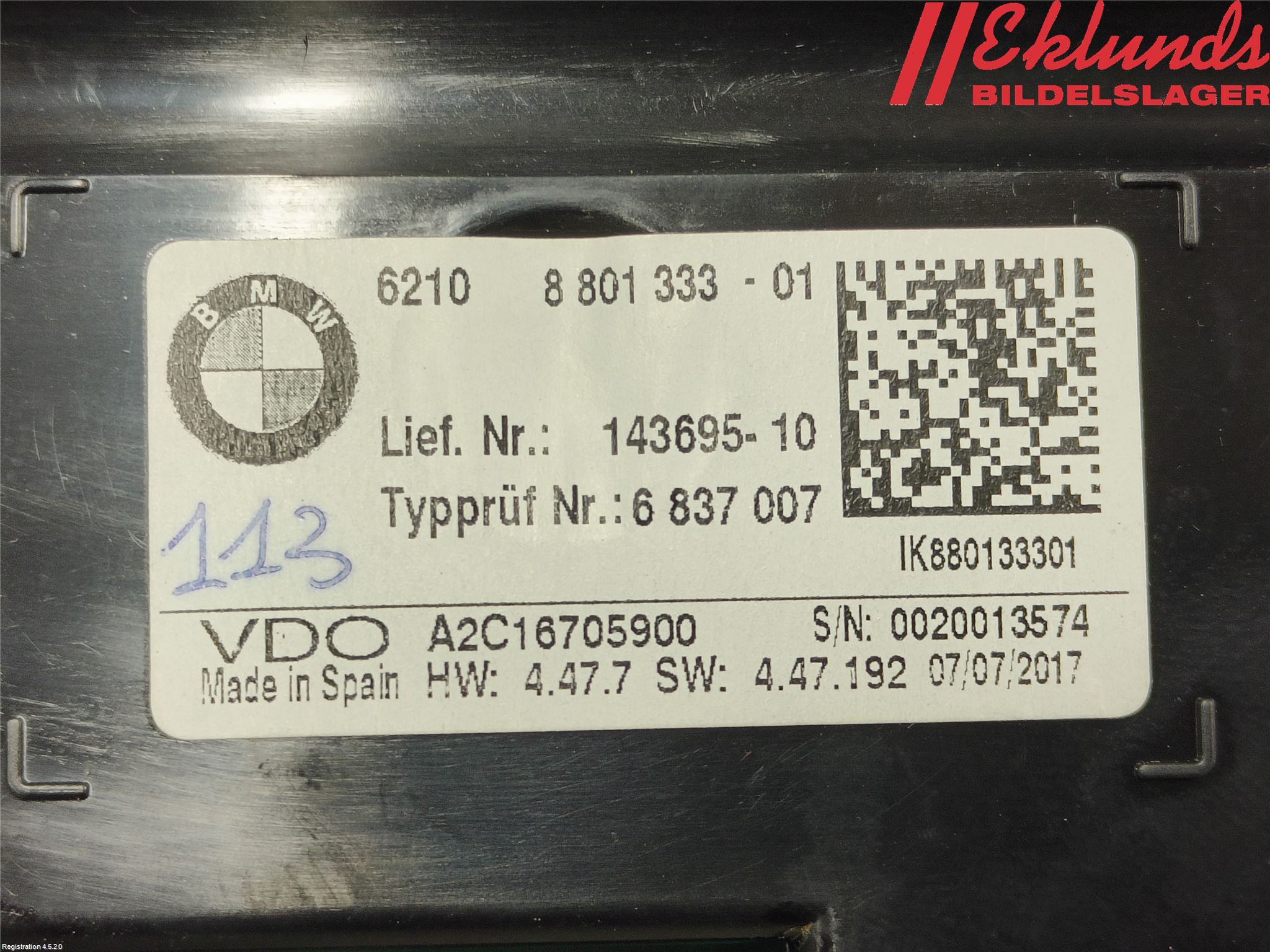 BMW 1 F20/F21 11-19 Instrument Komb