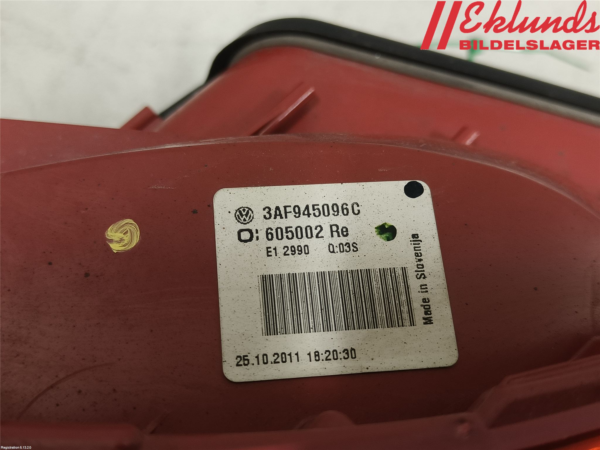 Volkswagen VW PASSAT 11-14 Bakljus Höger