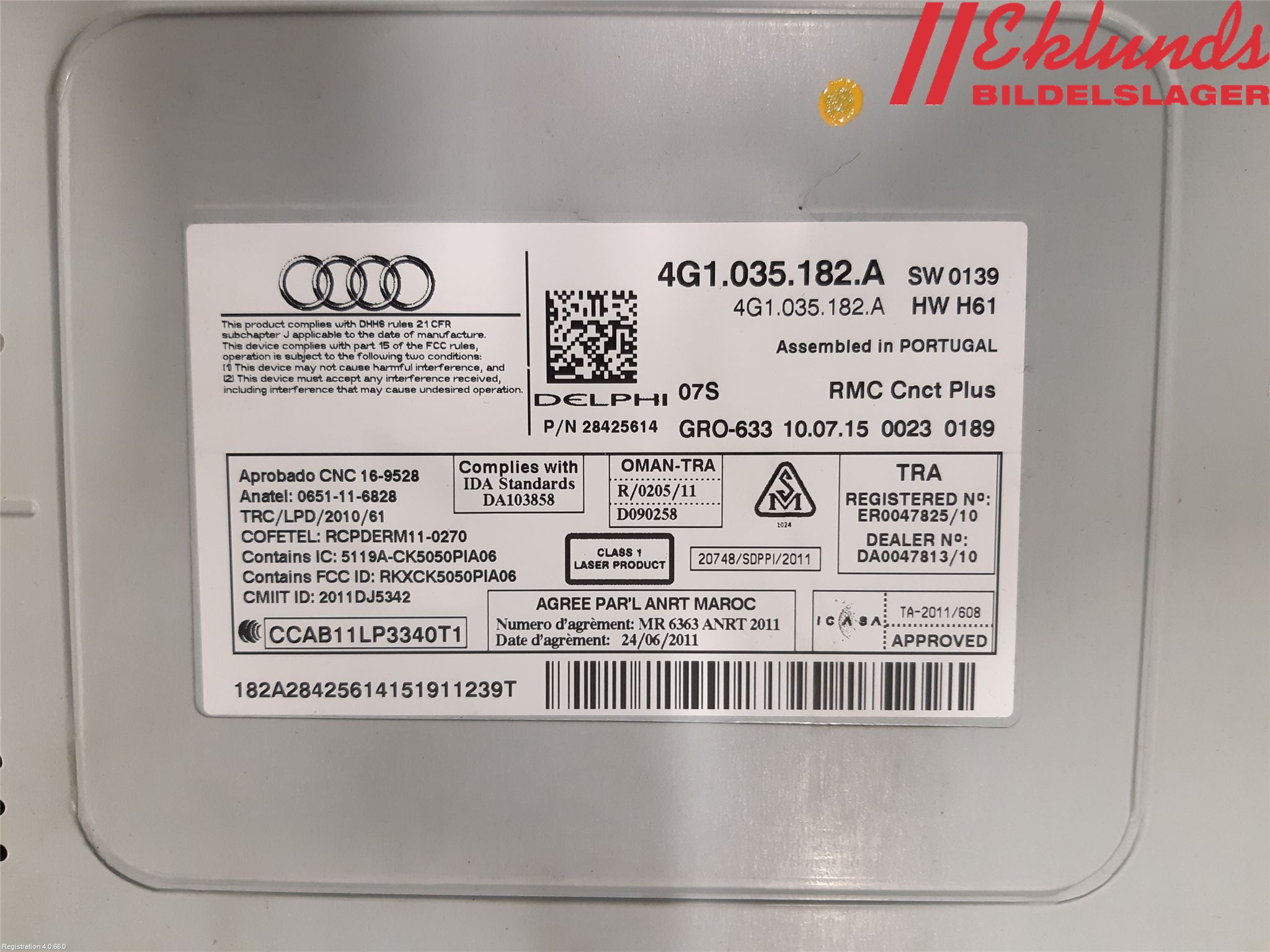 Audi A6/S6 4G 11-18 Cd Radio - Multimediapanel