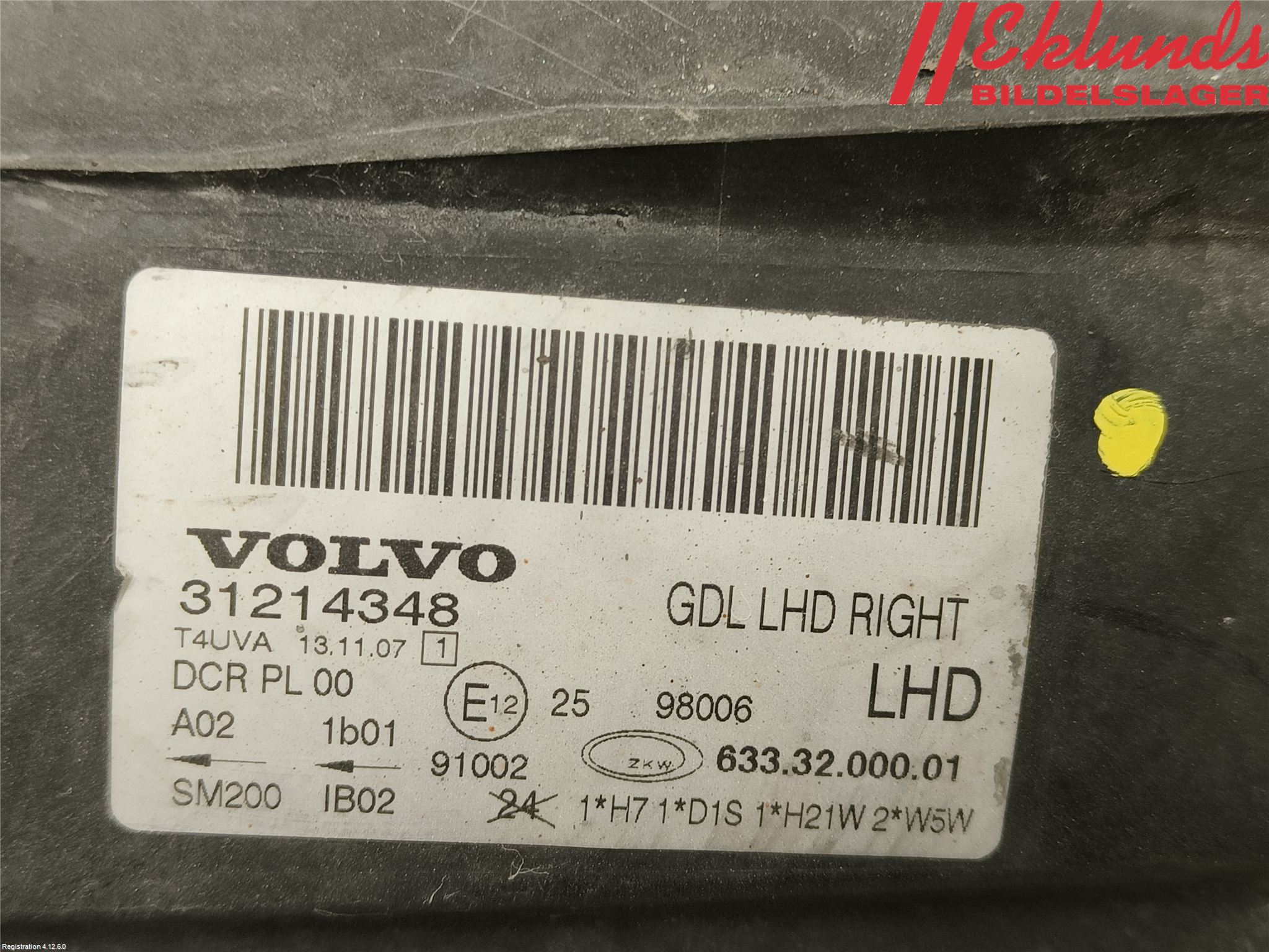 Volvo V70 08-13 Strålkastare Höger