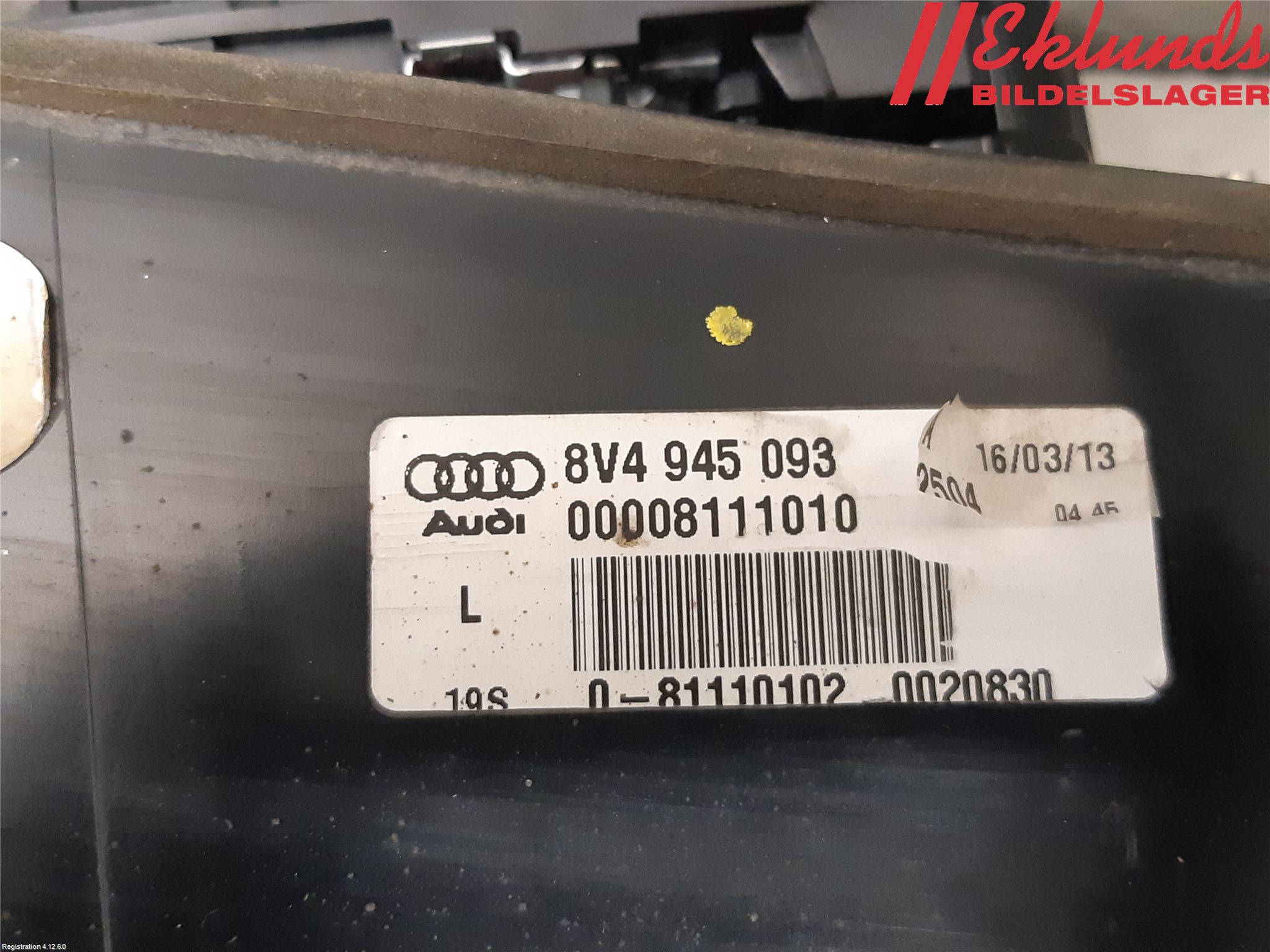 Audi A3/S3 8V 13-20 Bakljus Lucka Vä