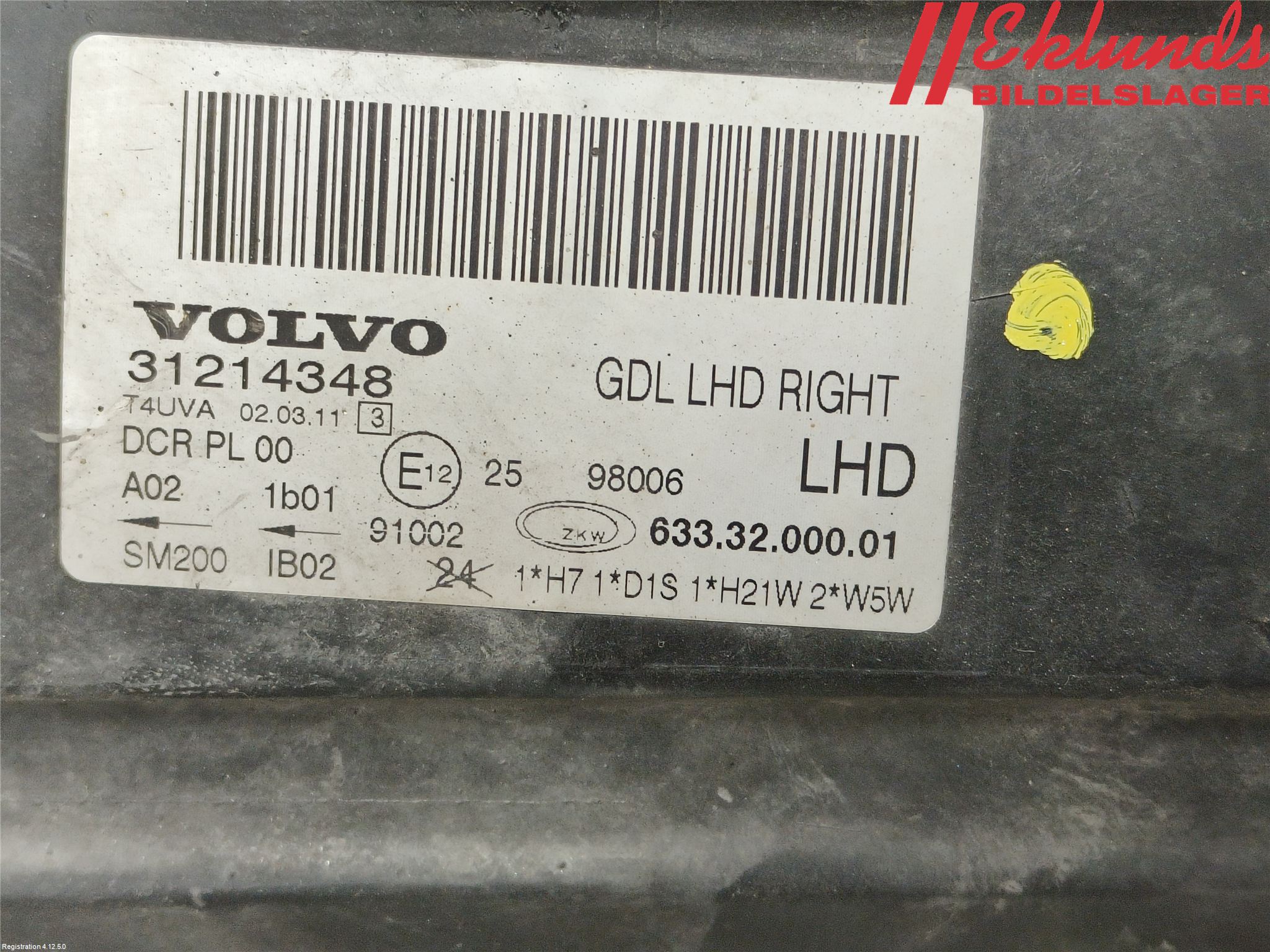 Volvo V70 08-13 Strålkastare Höger