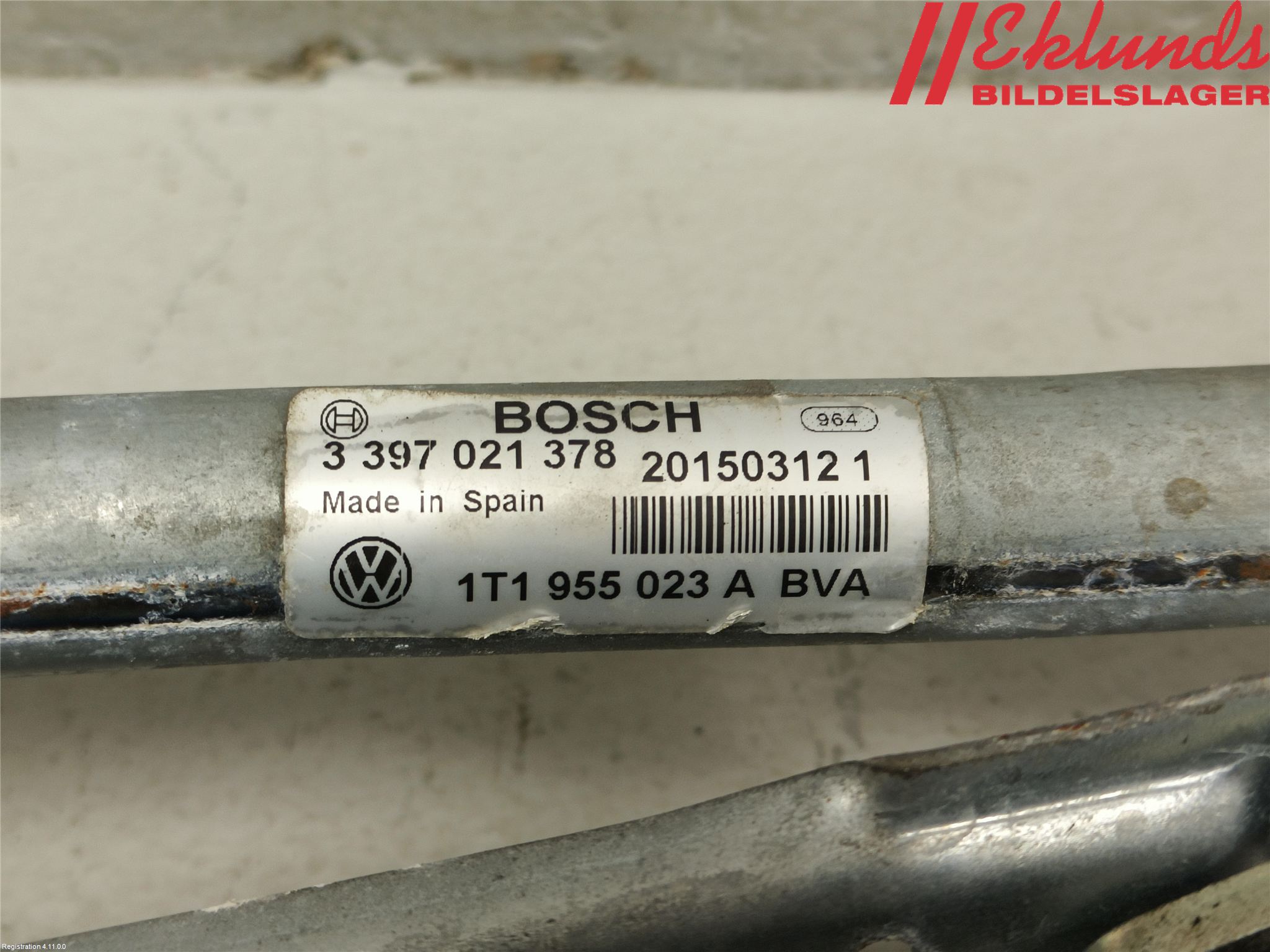 Volkswagen VW TOURAN 10-15 Torkarmekanism Vindruta