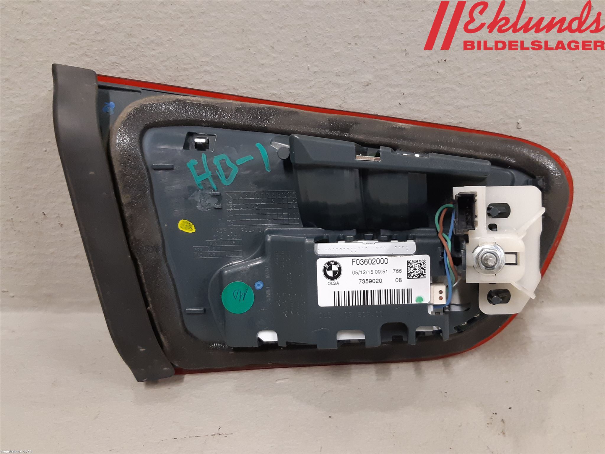 BMW 1 F20/F21 11-19 Bakljus Lucka Hö