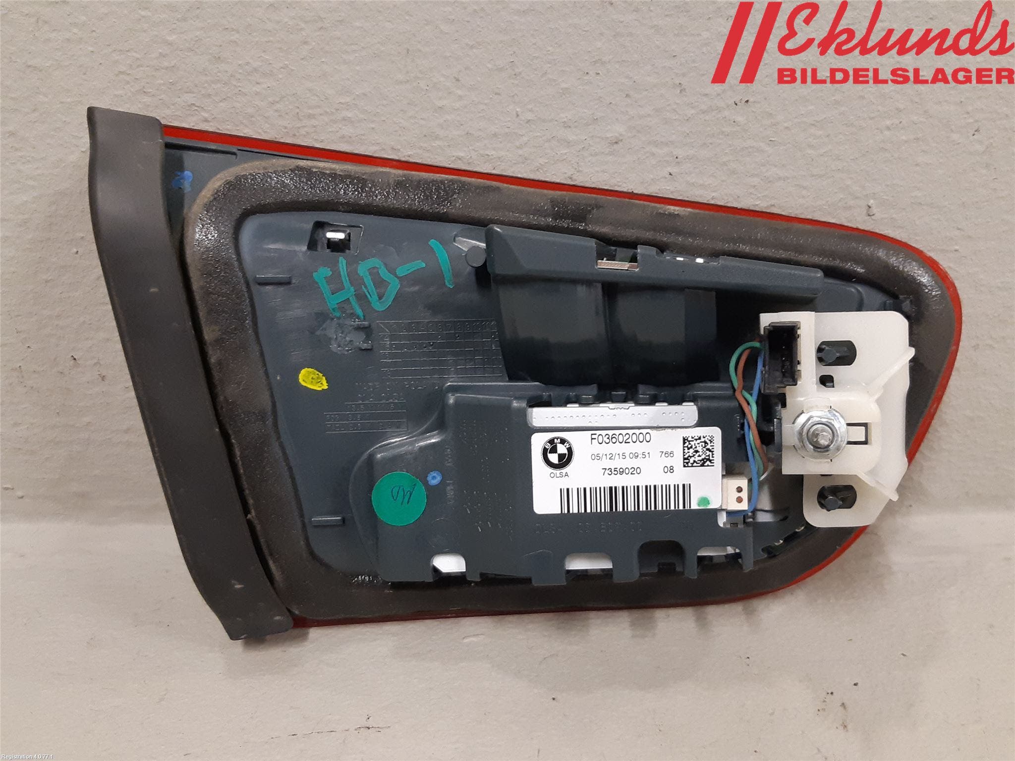 BMW 1 F20/F21 11-19 Bakljus Lucka Hö