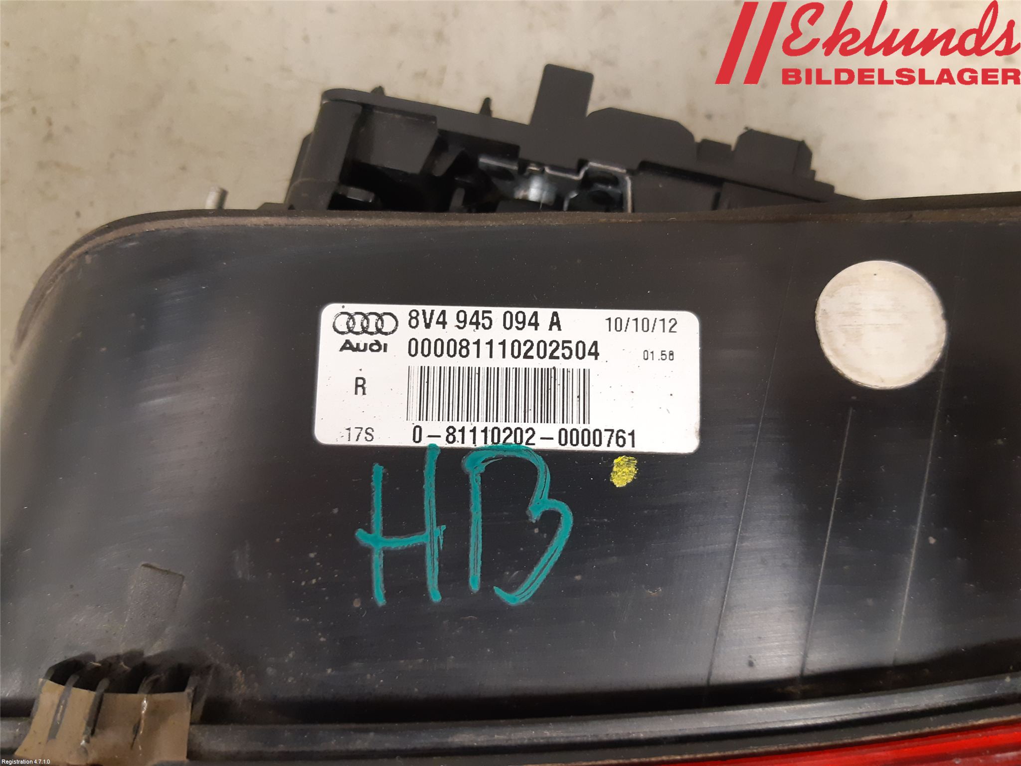 Audi A3/S3 8V 13-20 Bakljus Lucka Hö