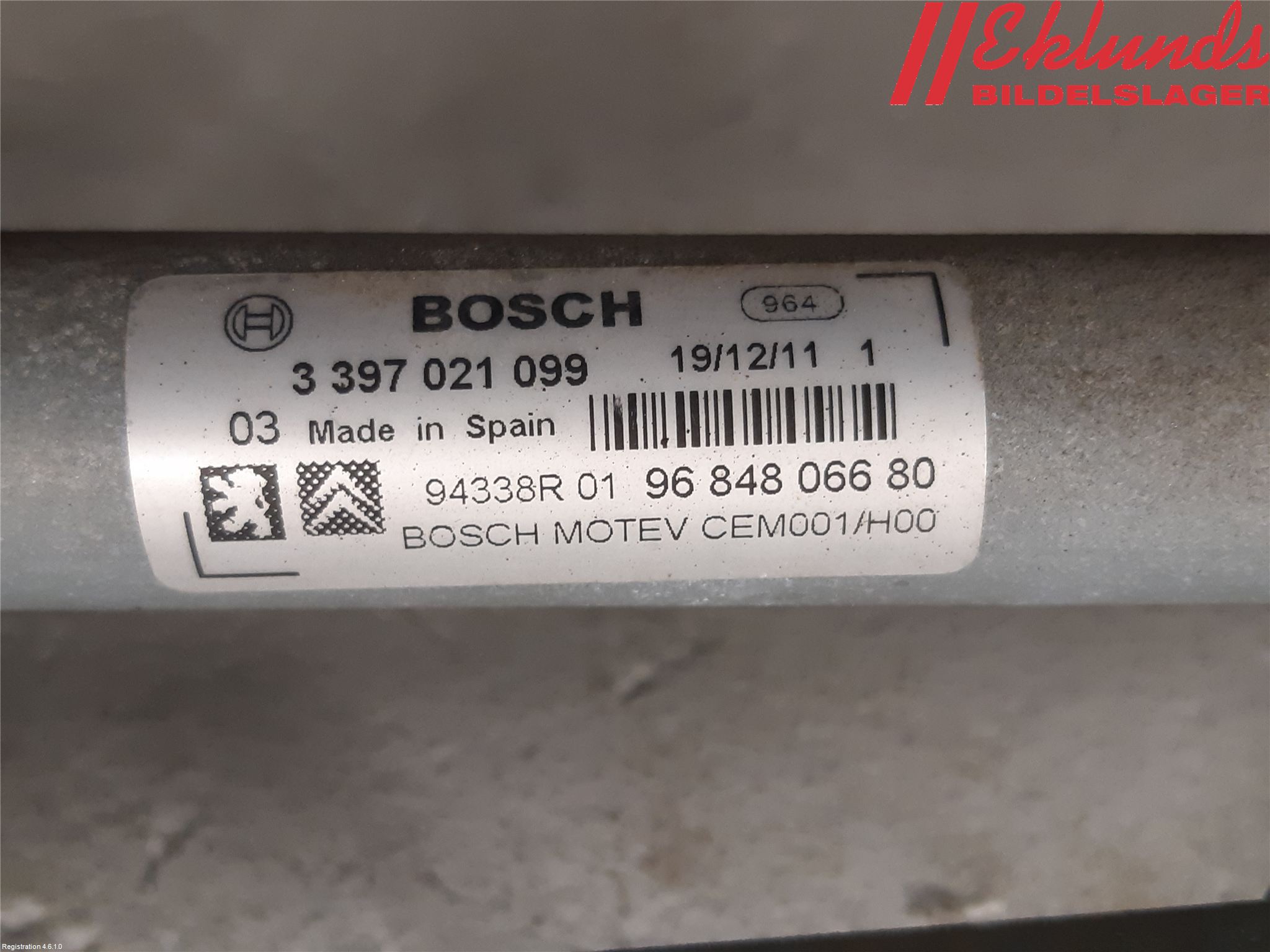 Peugeot 308 08-13 Torkarmekanism Vindruta
