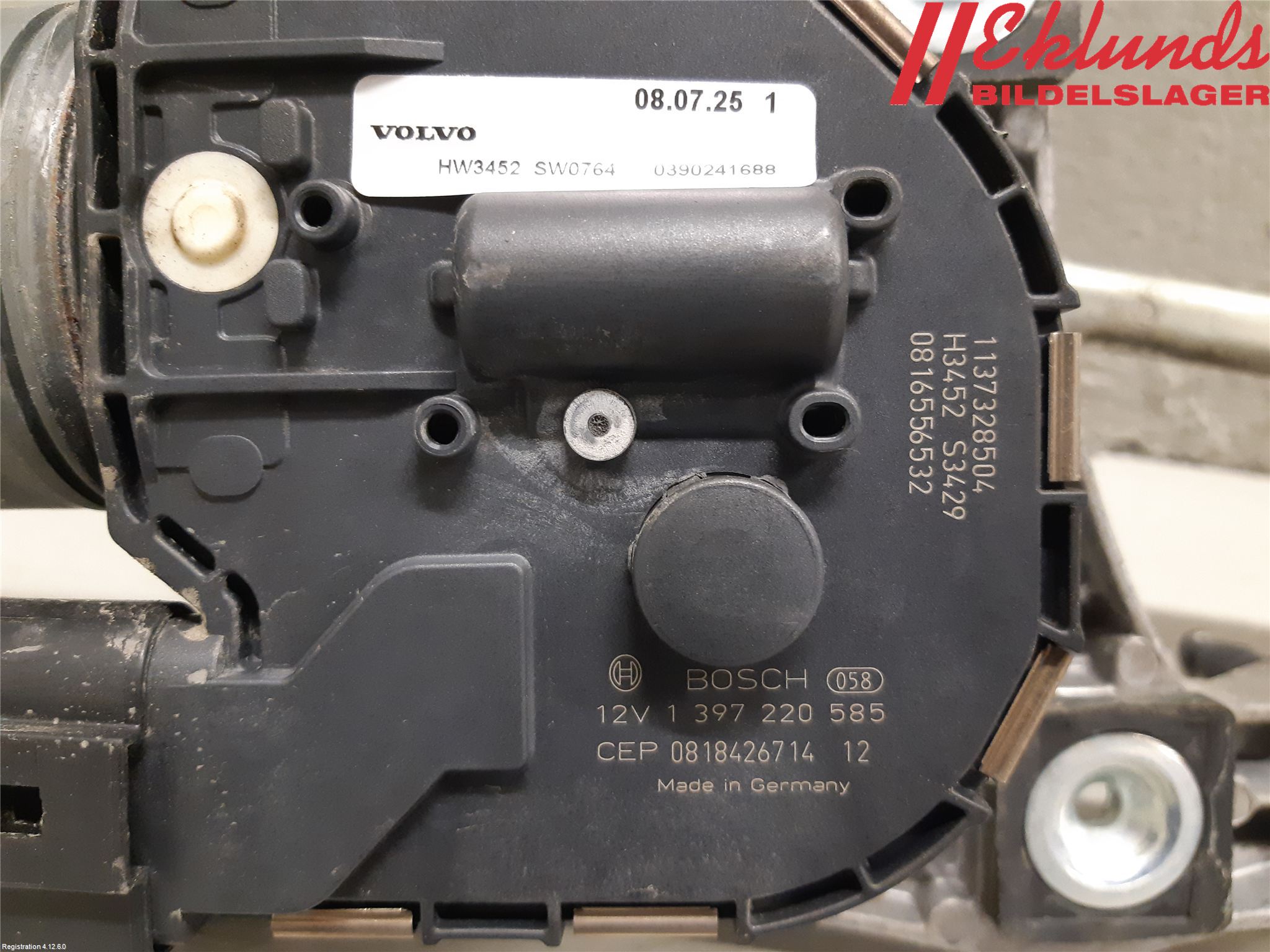 Volvo S40 08-12 Torkarmotor Vindruta