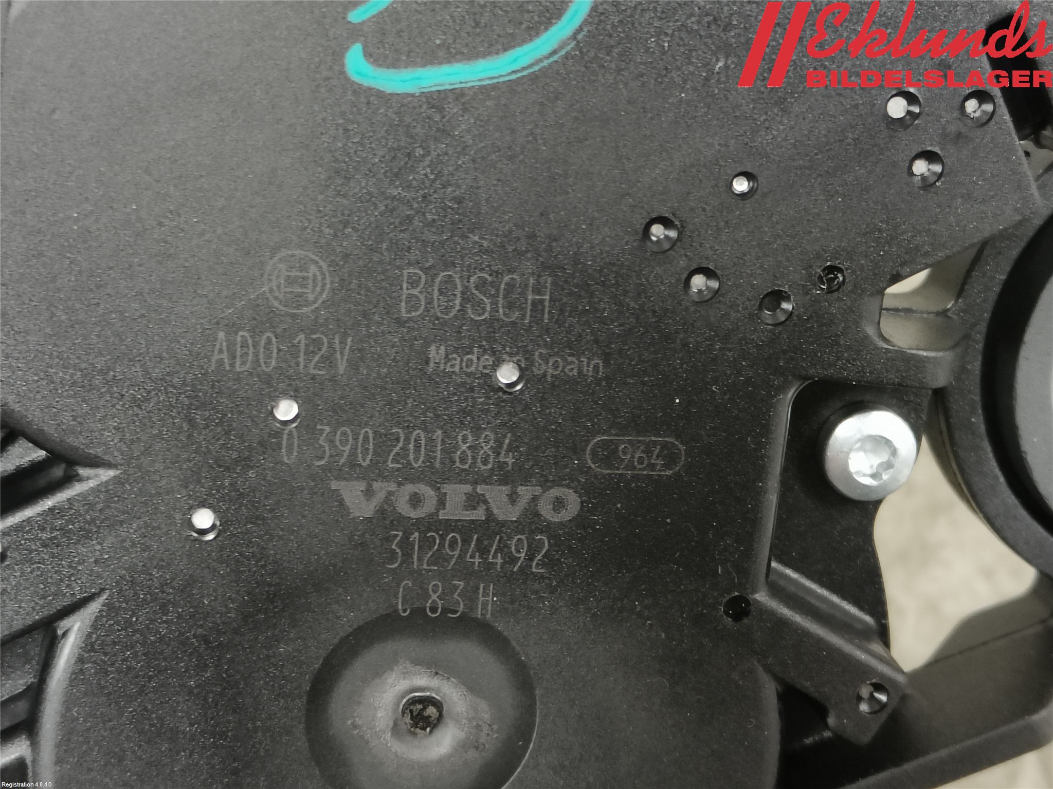 Volvo V60 14-18 Torkarmotor Baklucka