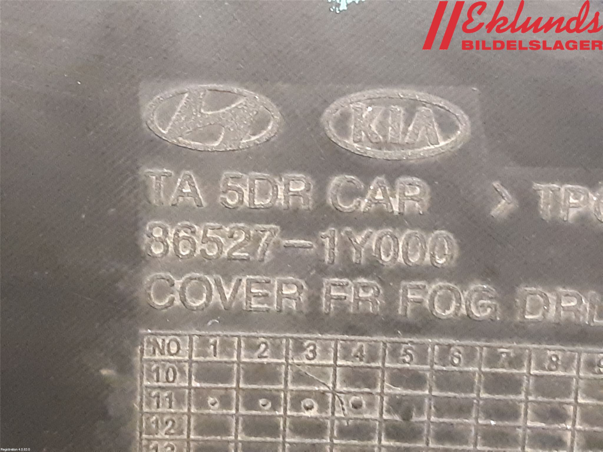 Kia PICANTO 12-17 Dimljussarg Fram