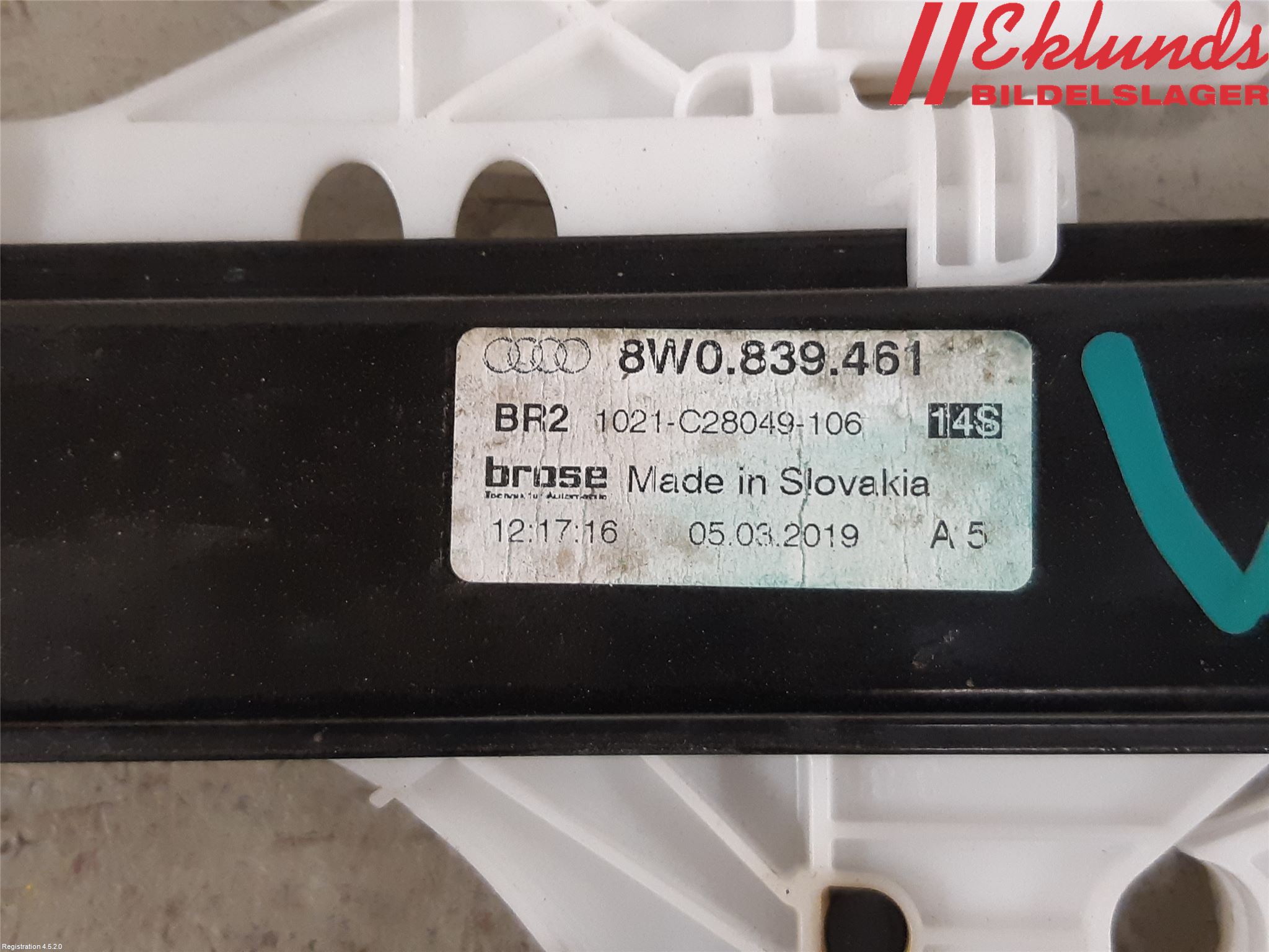Audi A4/S4 B9 16-19 Fönsterhiss El Kompl