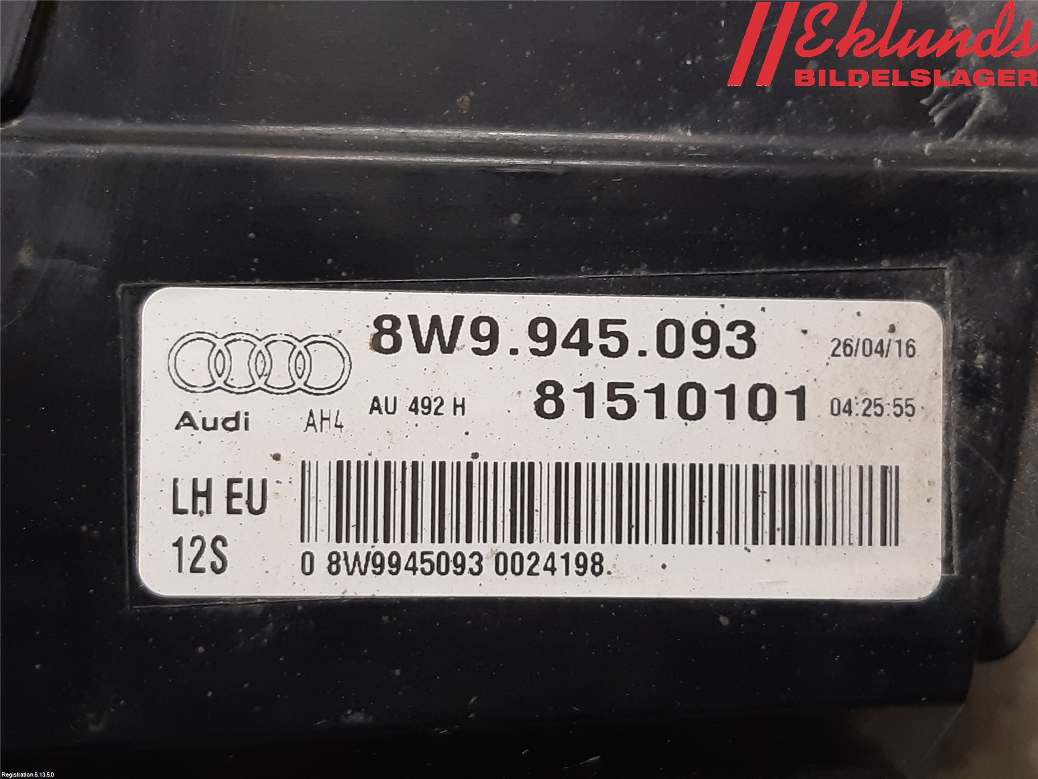 Audi A4/S4 B9 16-19 Bakljus Lucka Vä