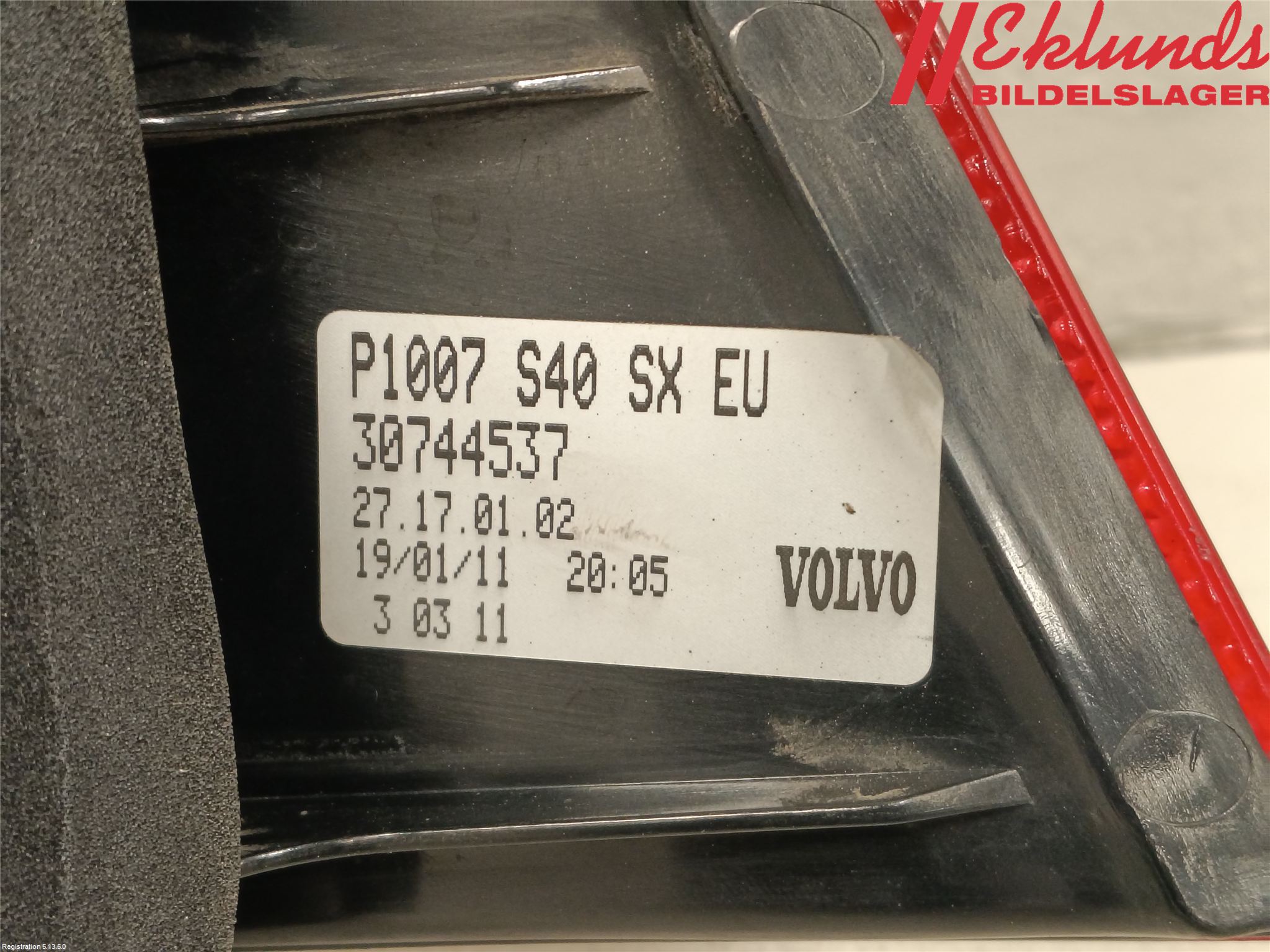 Volvo S40 08-12 Bakljus Vänster