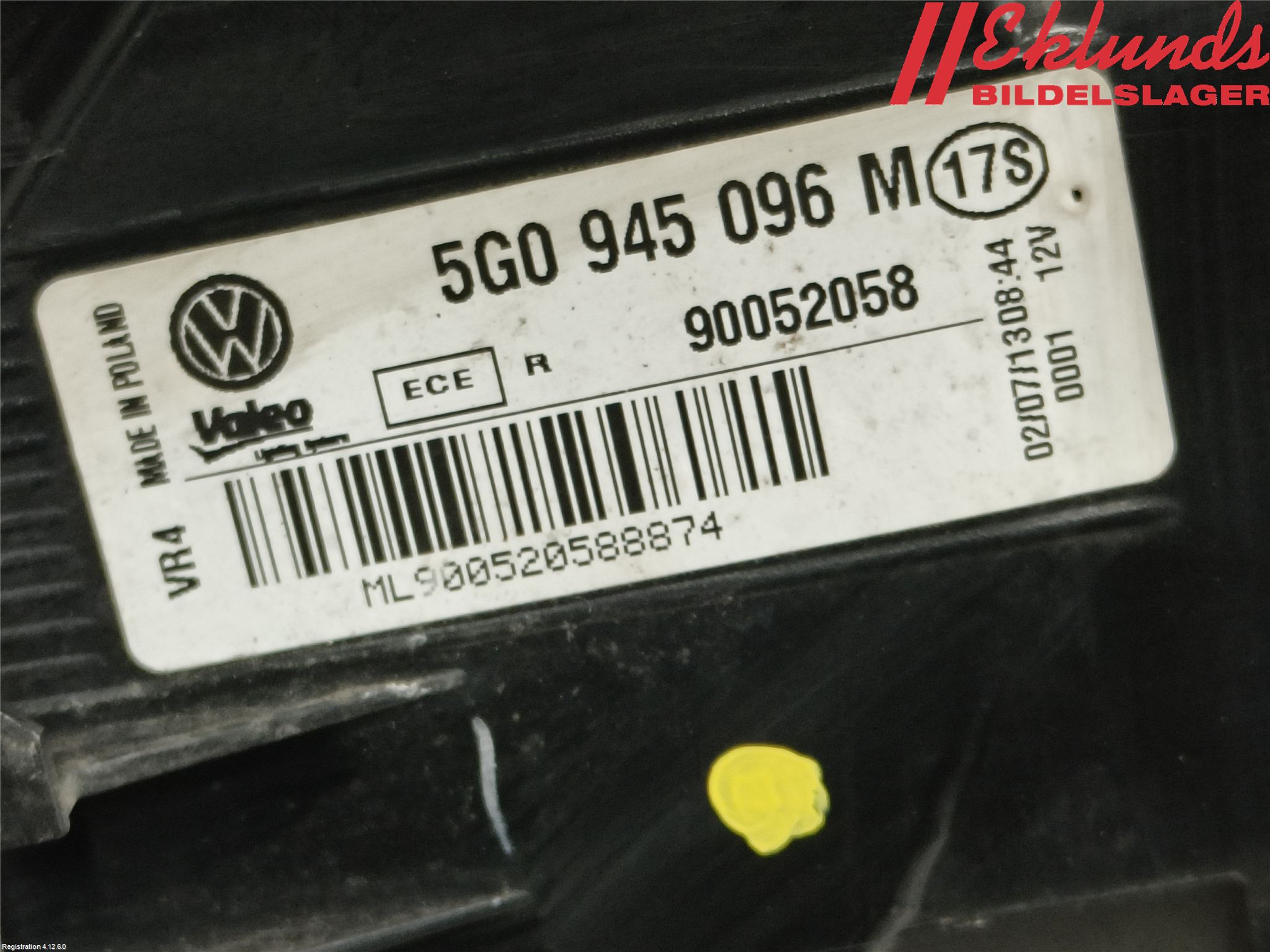 Volkswagen VW GOLF / E-GOLF VII 13-20 Bakljus Höger