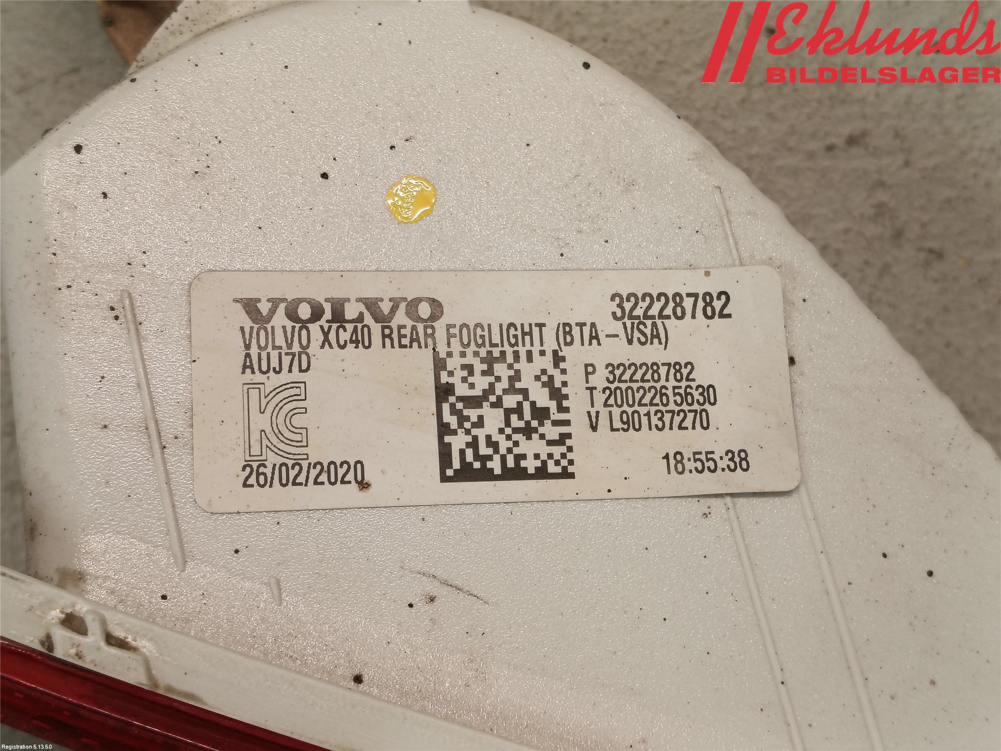 Volvo XC40/RECHARGE 18- Dimljus/Reflex Bak