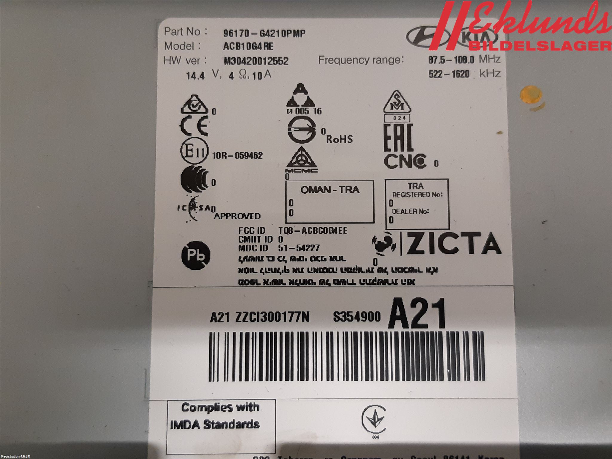 Hyundai i30 PD 17- Cd Radio - Multimediapanel