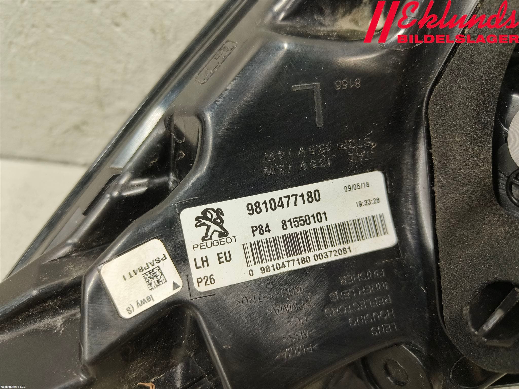 Peugeot 3008 17-24 Bakljus Vänster