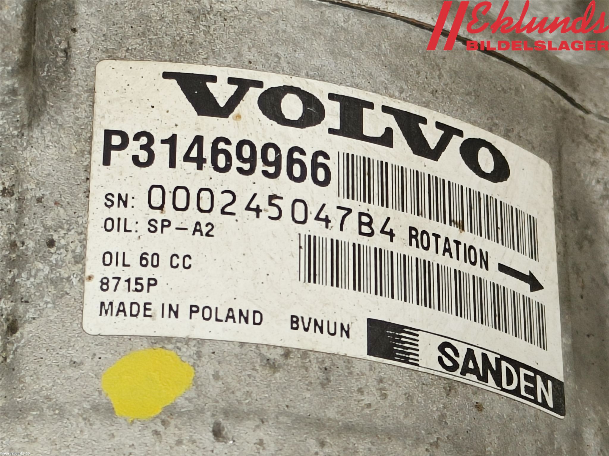 Volvo V90 CROSS COUNTRY 17->> Ac Kompressor