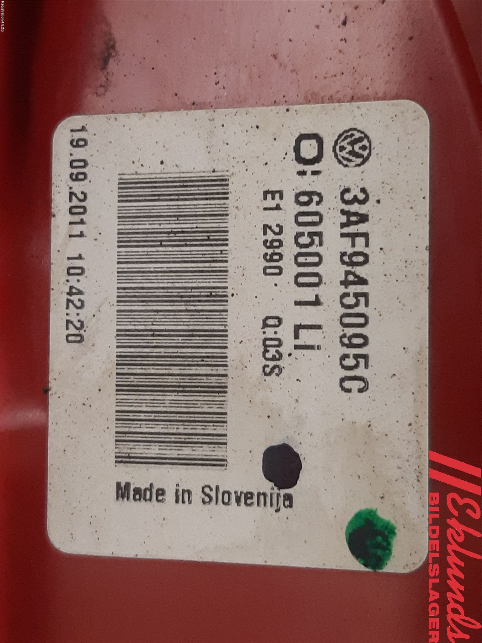 Volkswagen VW PASSAT 11-14 Bakljus Vänster