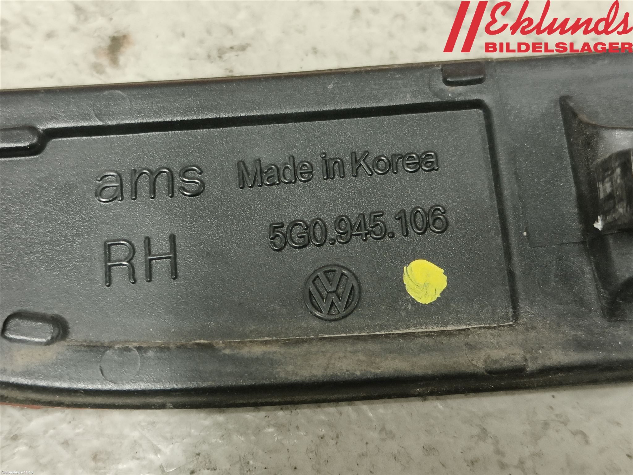 Volkswagen VW GOLF / E-GOLF VII 13-20 Dimljus/Reflex Bak
