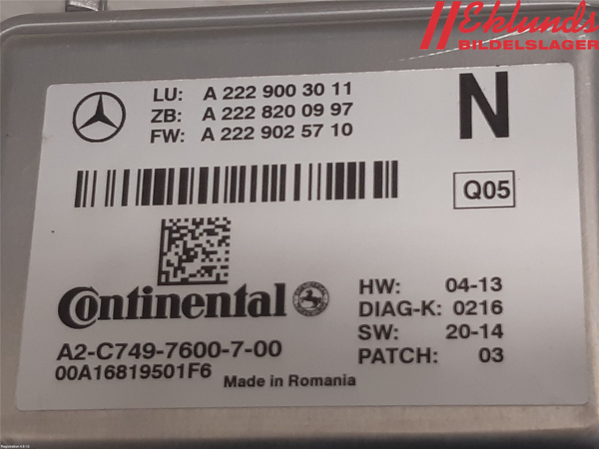 Mercedes-Benz MB C-KLASS (W205) 14-21 Sensor Aktivt Kollisionsskydd
