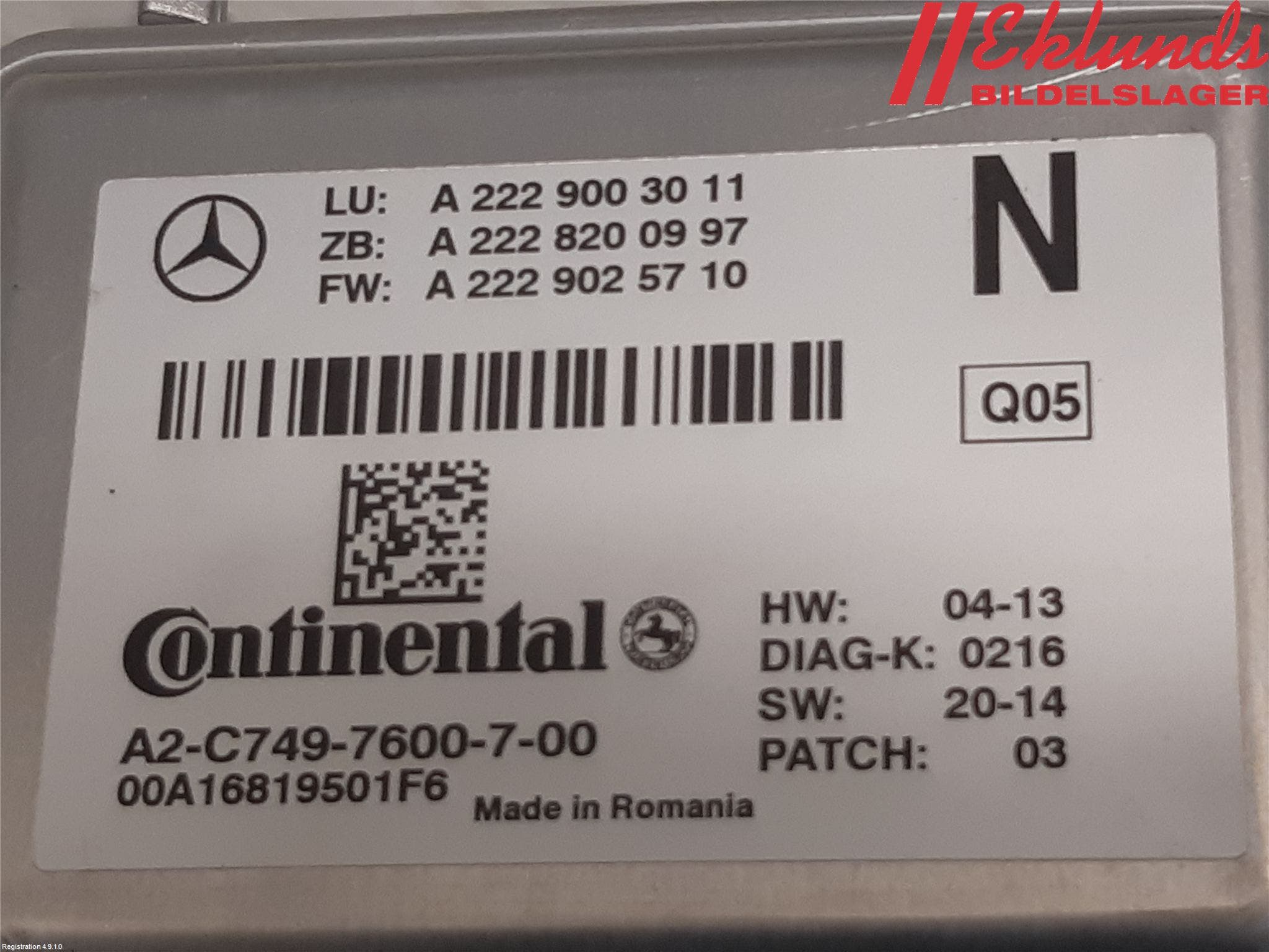 Mercedes-Benz MB C-KLASS (W205) 14-21 Sensor Aktivt Kollisionsskydd