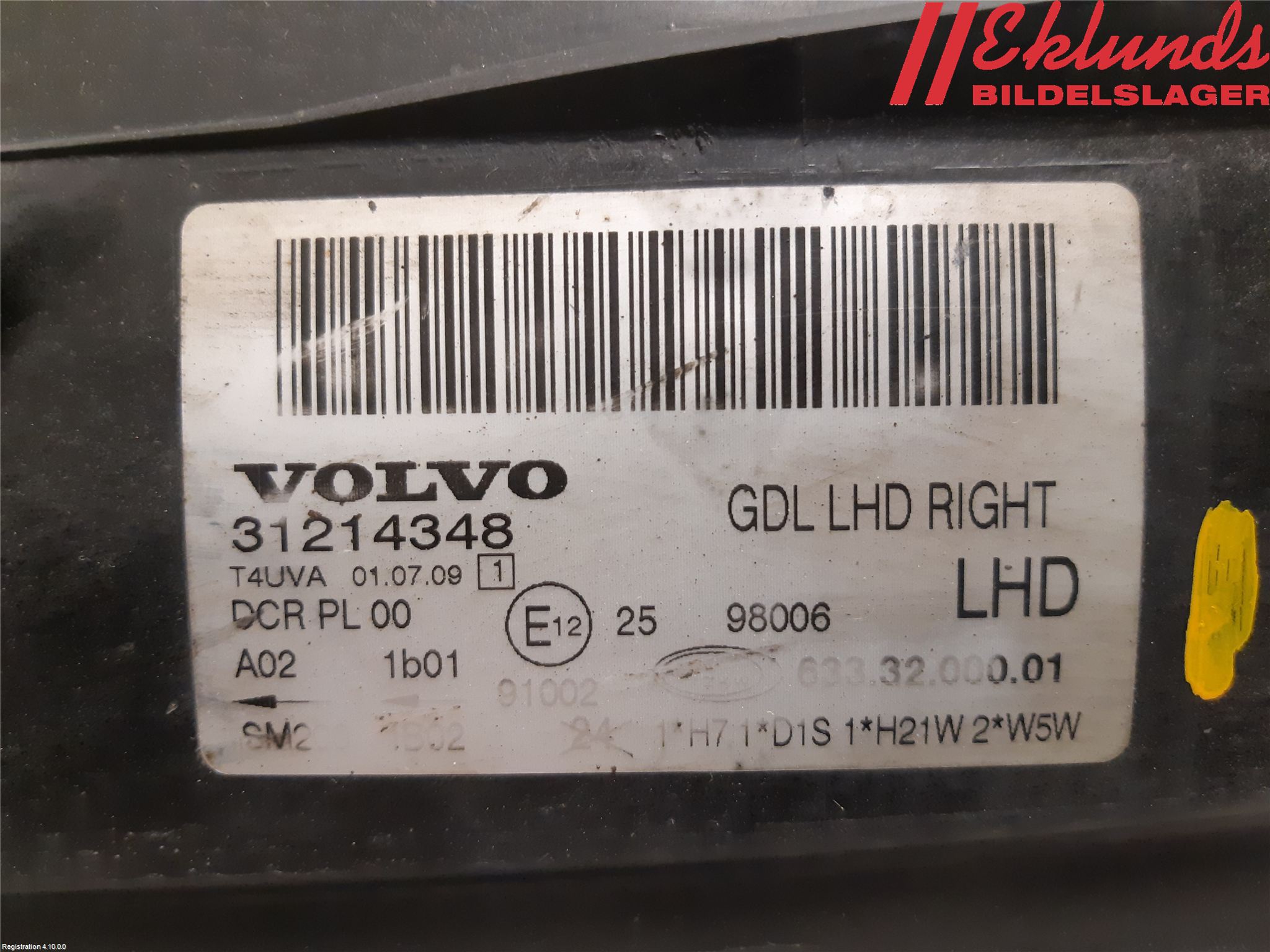 Volvo V70 08-13 Strålkastare Höger