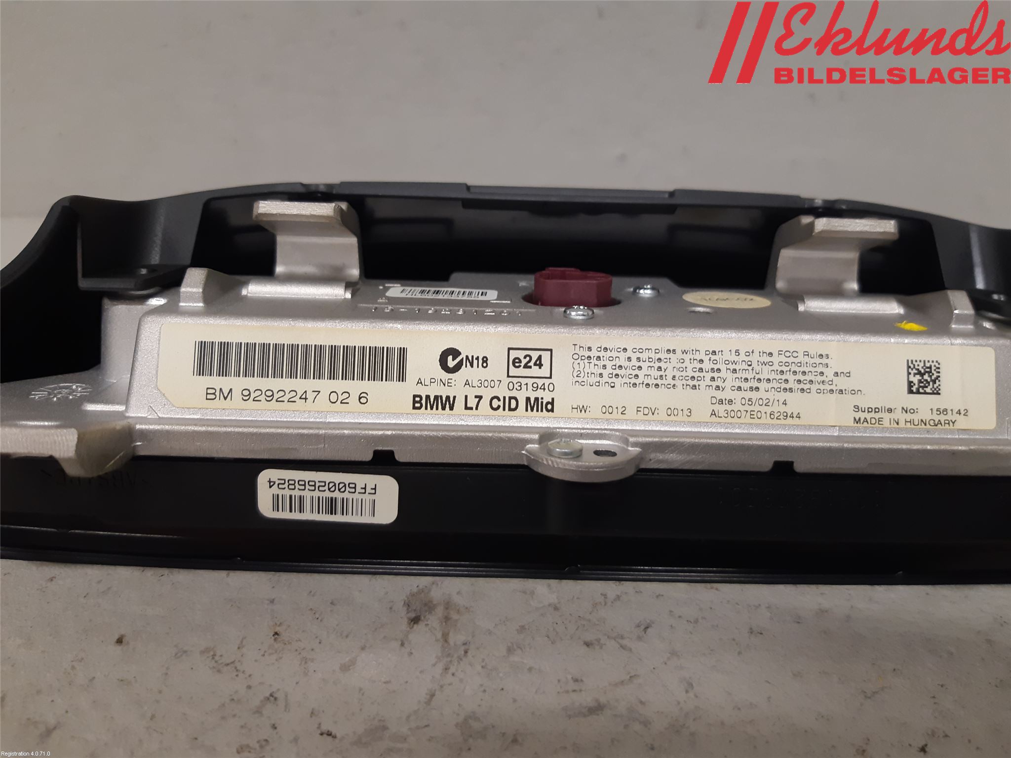 BMW 3 F30/F31/F80 12-19 Bildskärm