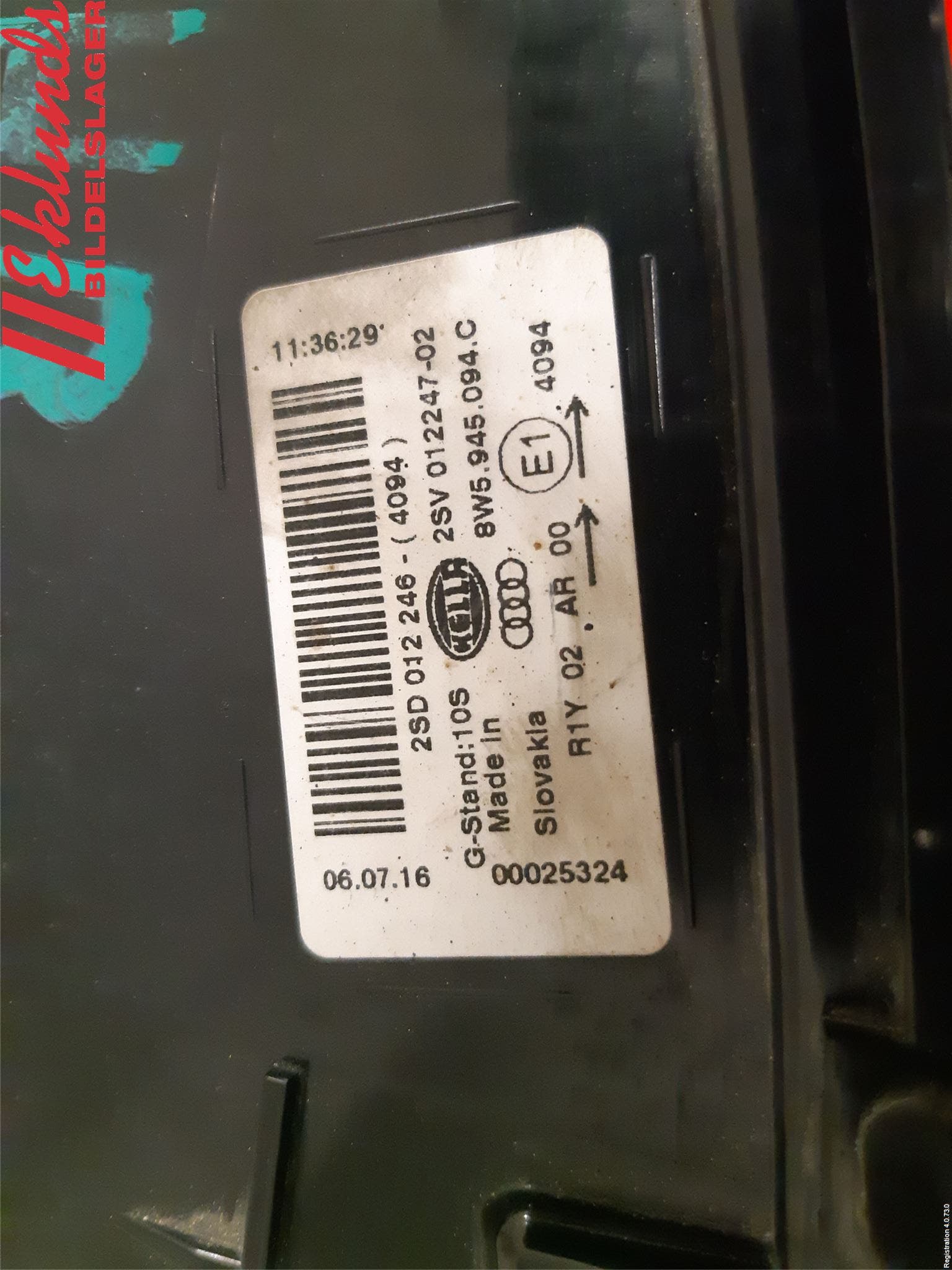 Audi A4/S4 B9 16-19 Bakljus Lucka Hö